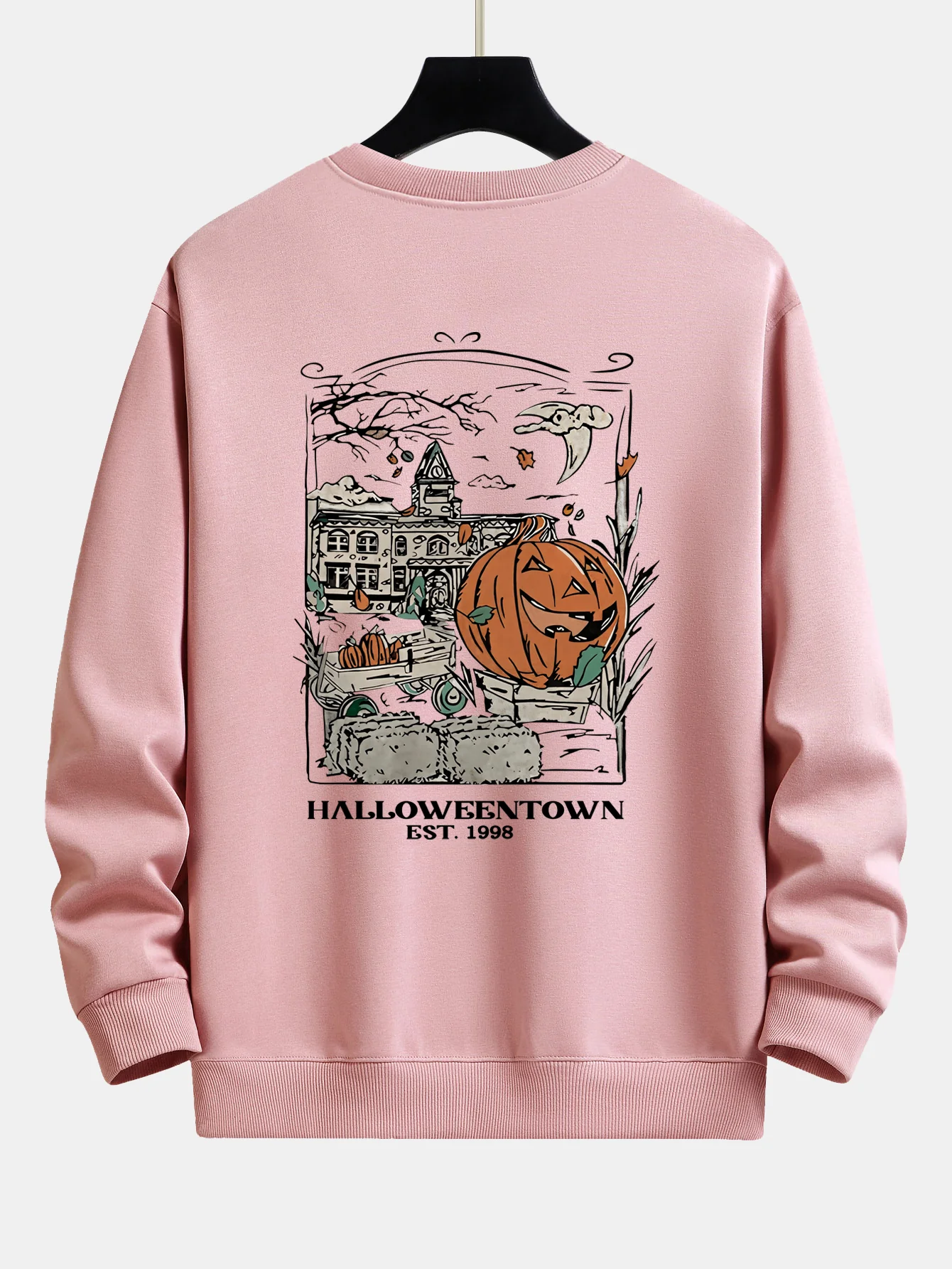 Halloween Kürbis Stadt Druck Locker Sitzendes Sweatshirt - Image 16