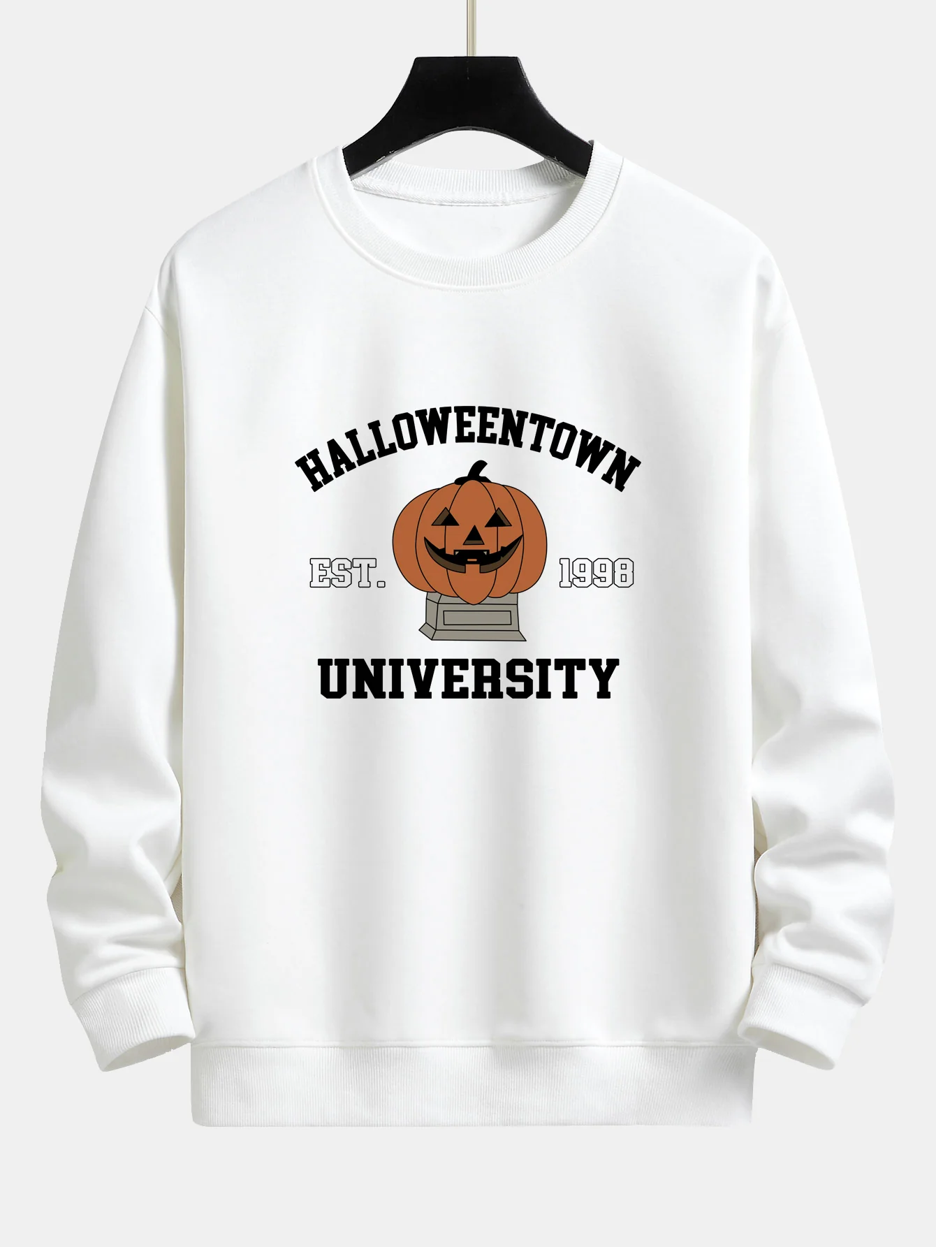 Halloween Kürbis Stadt Druck Locker Sitzendes Sweatshirt - Image 3