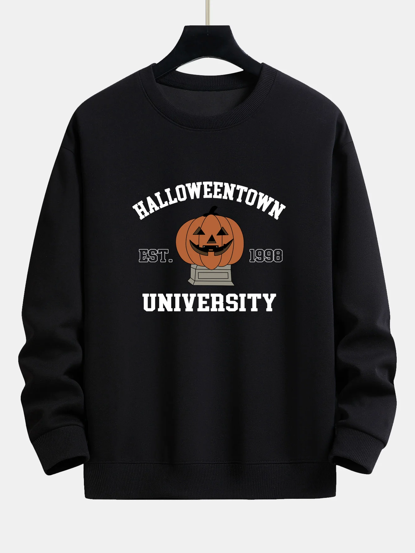 Halloween Kürbis Stadt Druck Locker Sitzendes Sweatshirt - Image 5