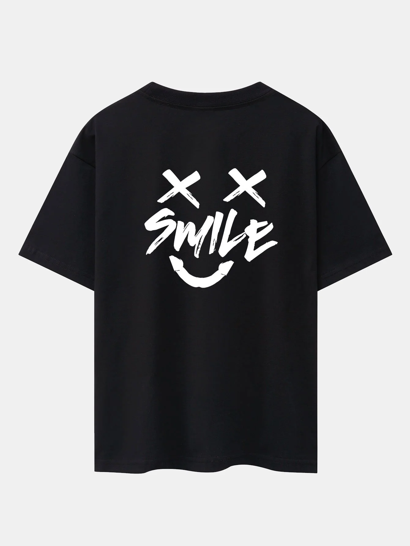 Handbemalte Smiley-Front- und Rückendruck Schwergewicht Oversize T-Shirt