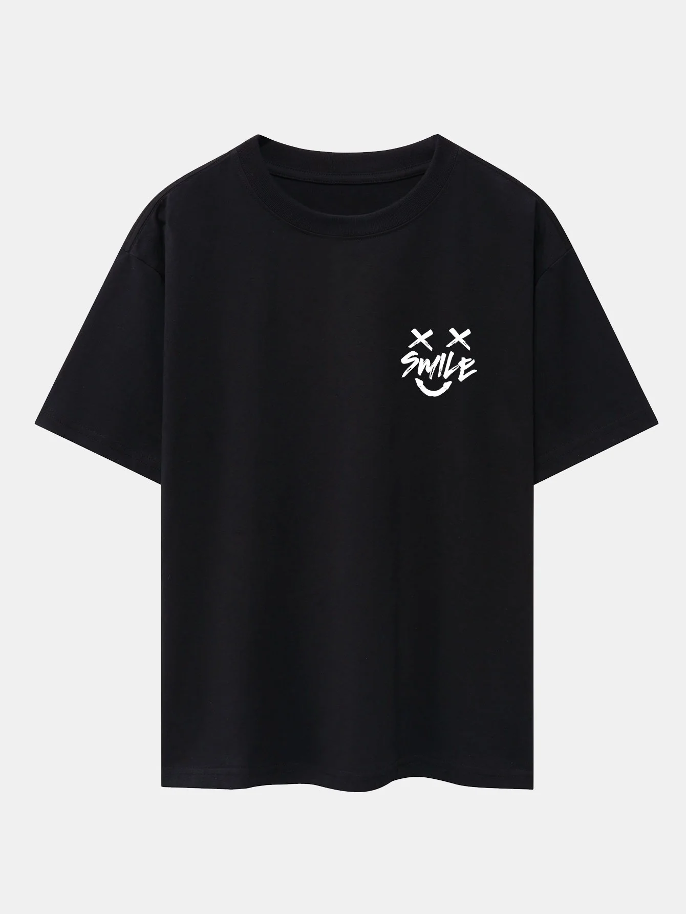 Handbemalte Smiley-Front- und Rückendruck Schwergewicht Oversize T-Shirt - Image 2