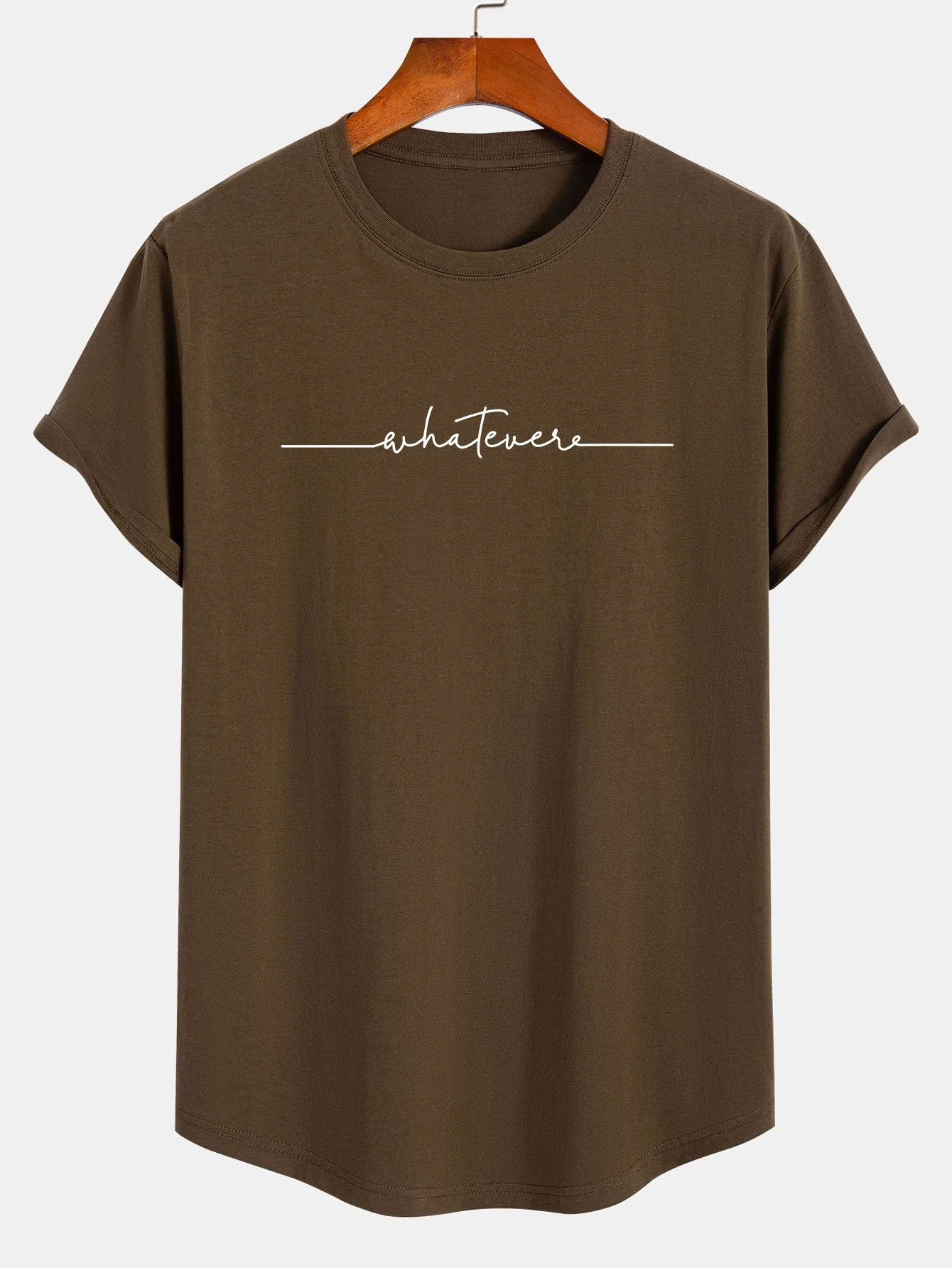Handgeschriebener Wortdruck Baumwolle Bogen Saum T-Shirt - Image 4