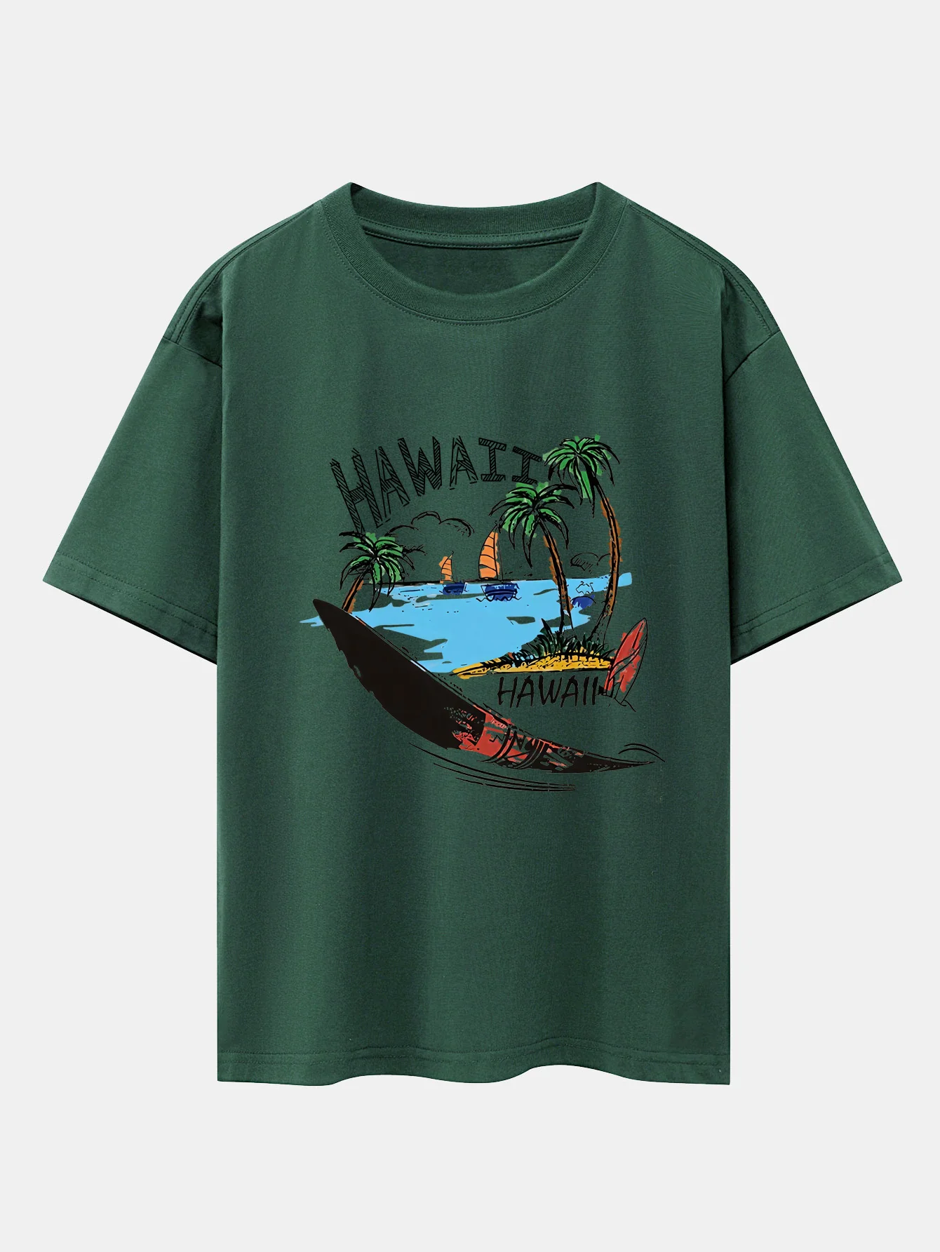 Hawaii Strand Druck Drop Shoulder Oversize T-Shirt - Image 10