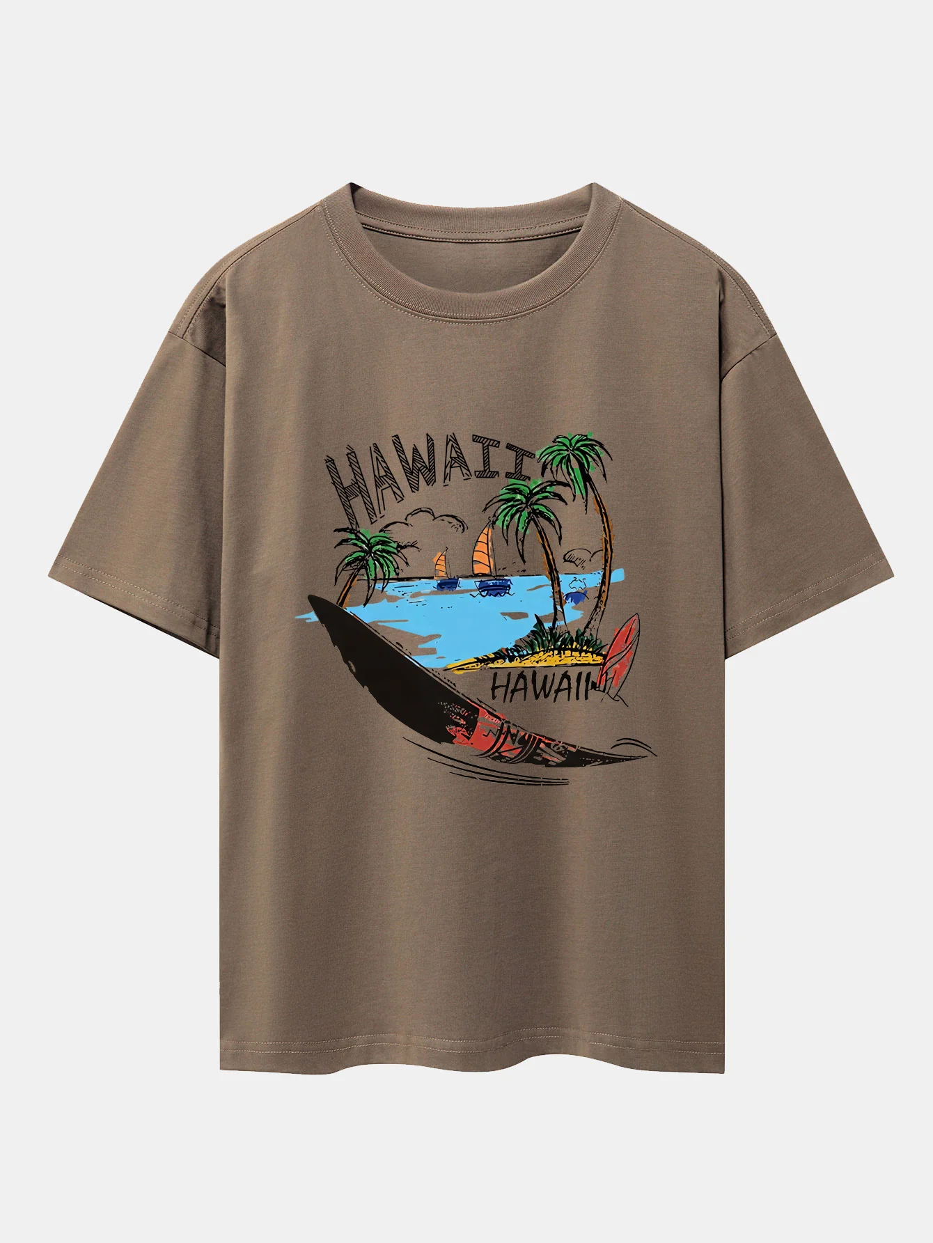 Hawaii Strand Druck Drop Shoulder Oversize T-Shirt - Image 11