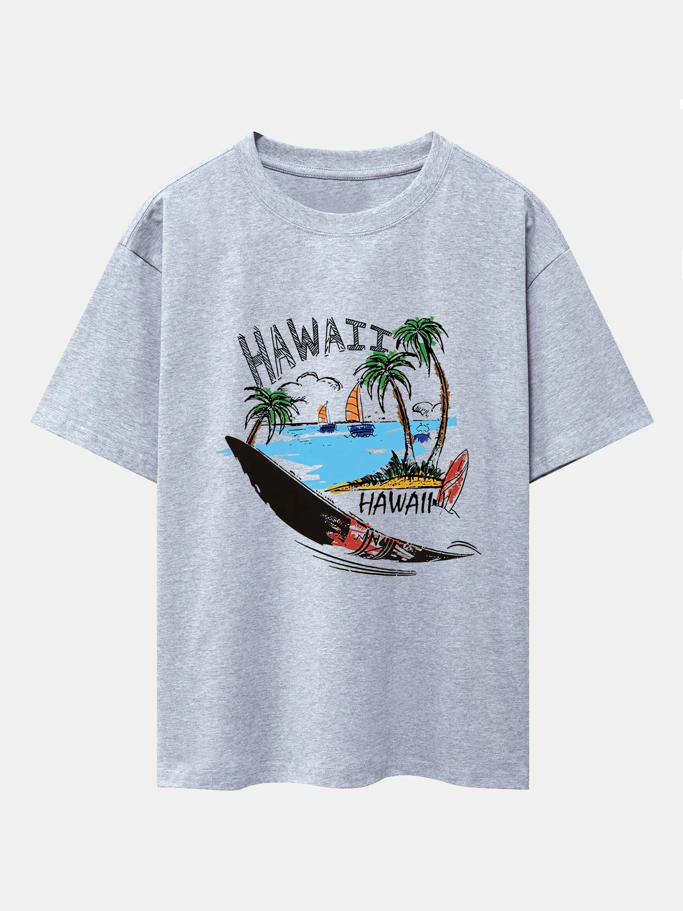 Hawaii Strand Druck Drop Shoulder Oversize T-Shirt - Image 12