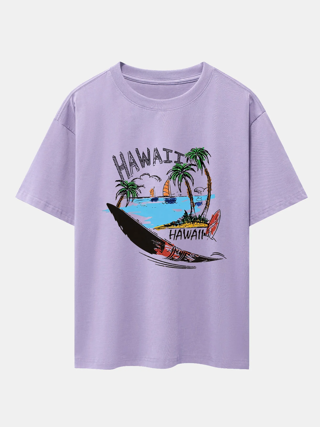 Hawaii Strand Druck Drop Shoulder Oversize T-Shirt - Image 13