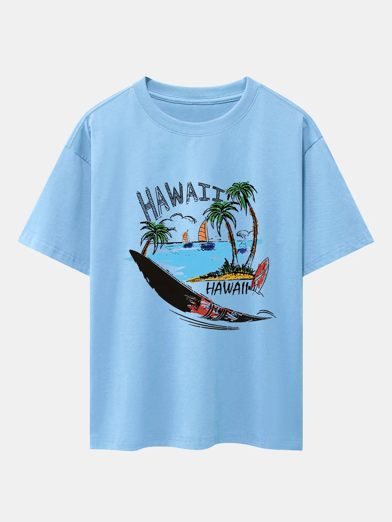 Hawaii Strand Druck Drop Shoulder Oversize T-Shirt - Image 5