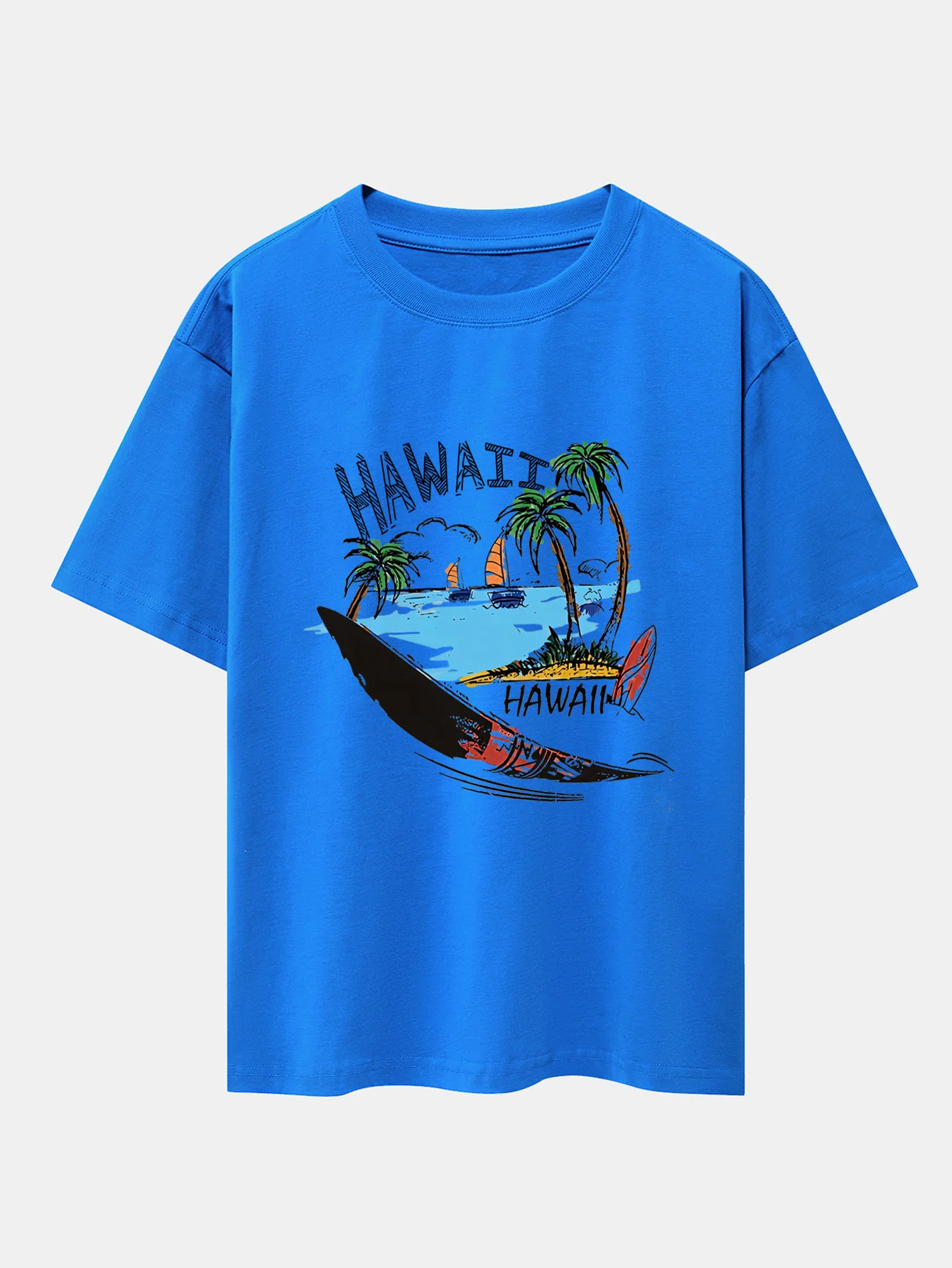 Hawaii Strand Druck Drop Shoulder Oversize T-Shirt - Image 8