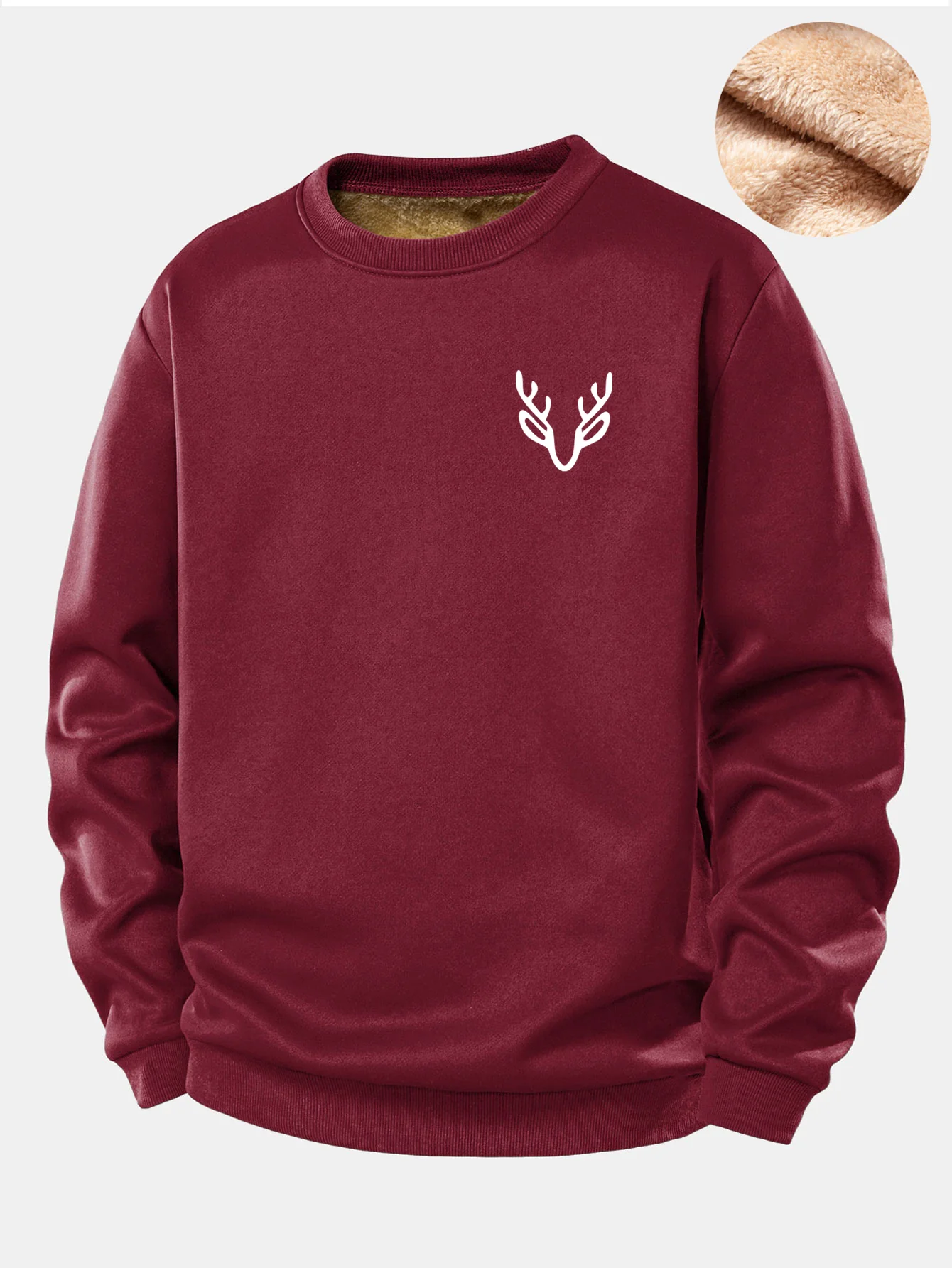 Sweatshirt mit Hirschkopf-Print und Teddyfutter - Image 2
