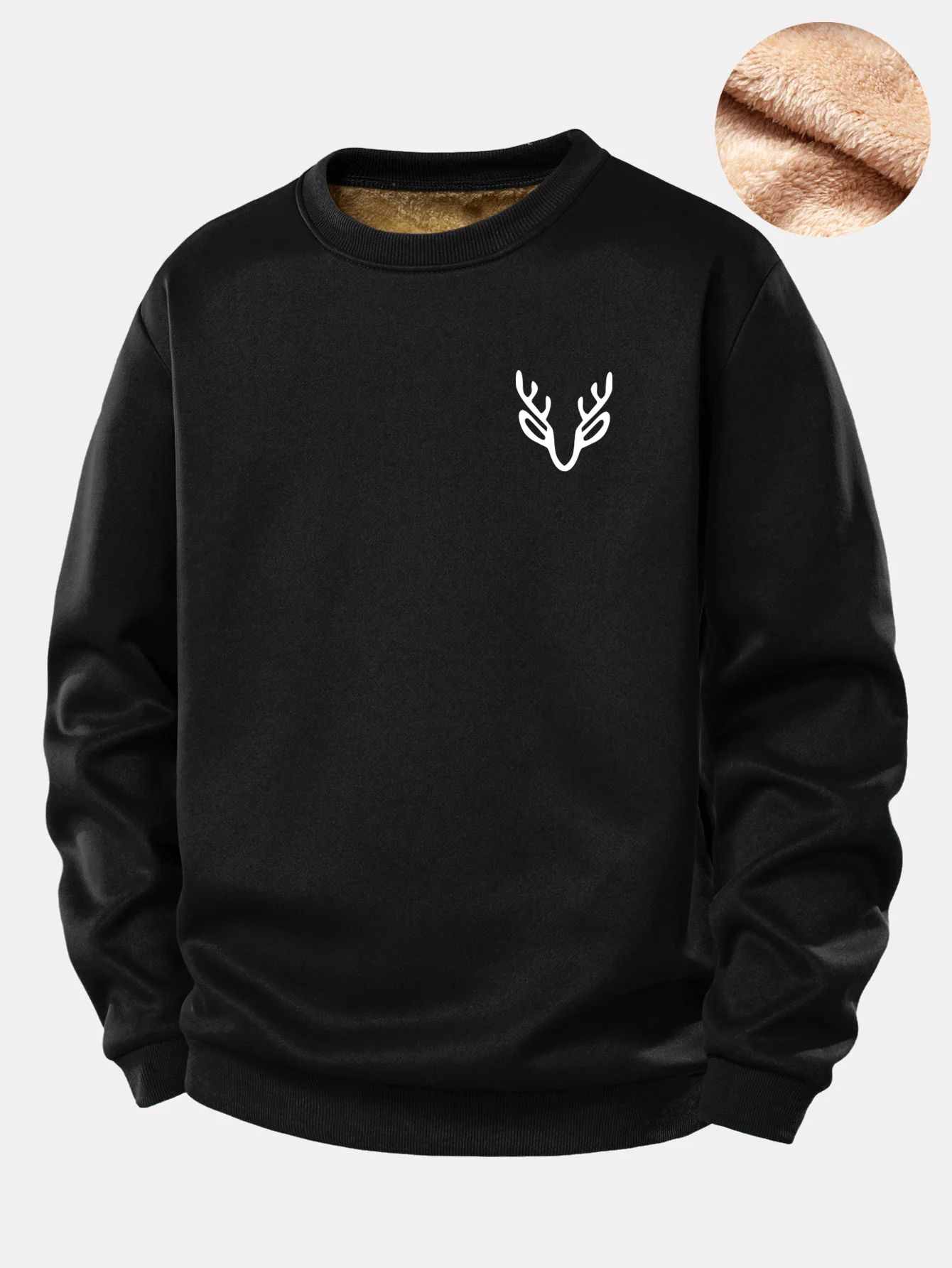 Sweatshirt mit Hirschkopf-Print und Teddyfutter - Image 3
