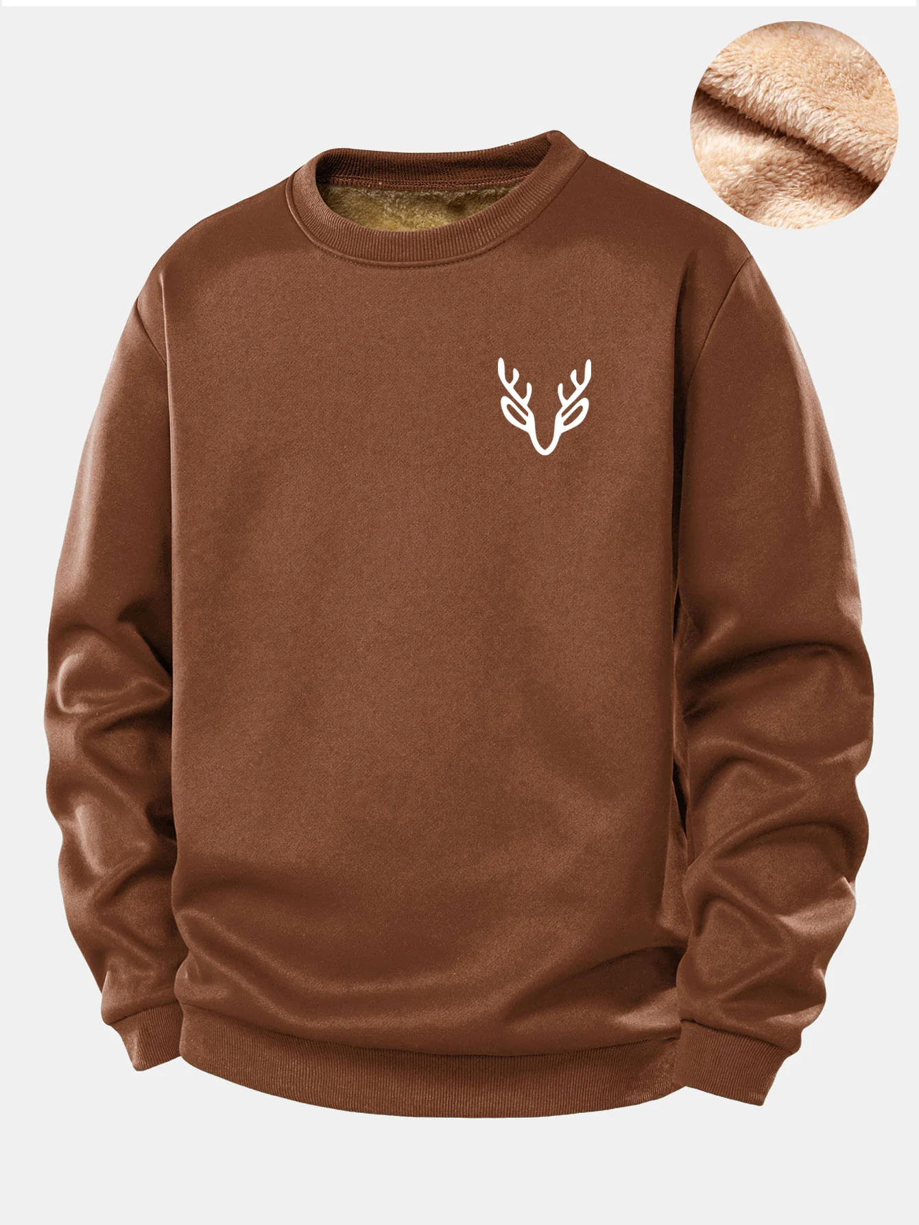 Sweatshirt mit Hirschkopf-Print und Teddyfutter - Image 5