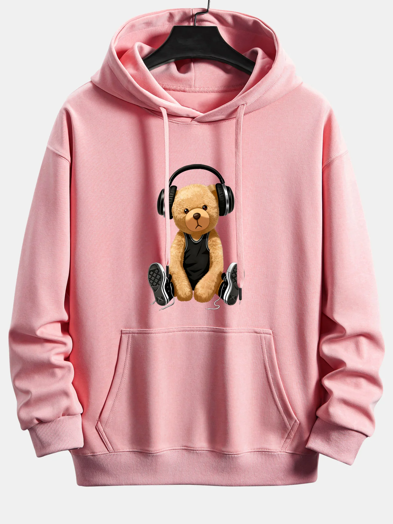 Headphone Teddy Bear Print Relax Fit Hoodie - Image 10