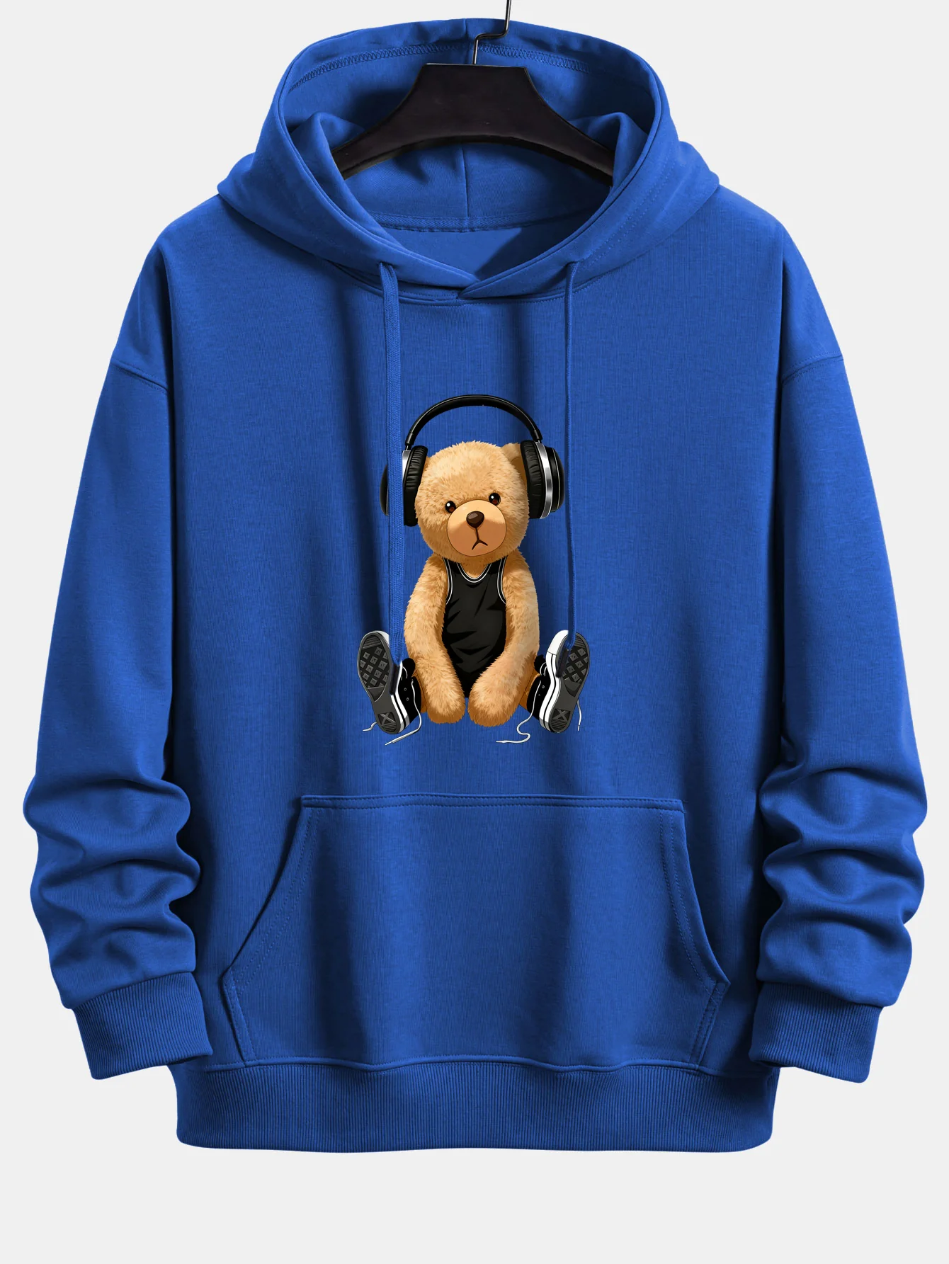 Headphone Teddy Bear Print Relax Fit Hoodie - Image 5