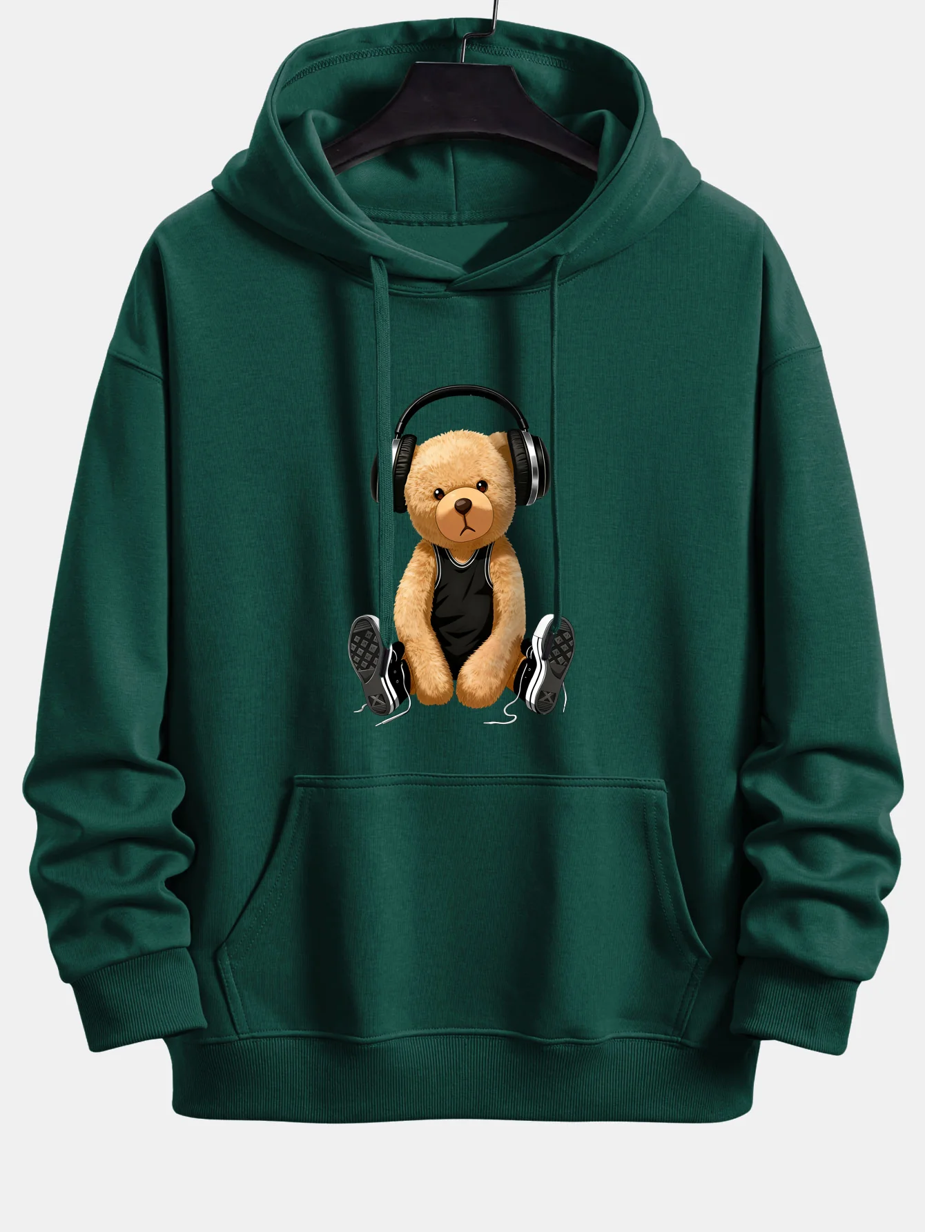 Headphone Teddy Bear Print Relax Fit Hoodie - Image 7