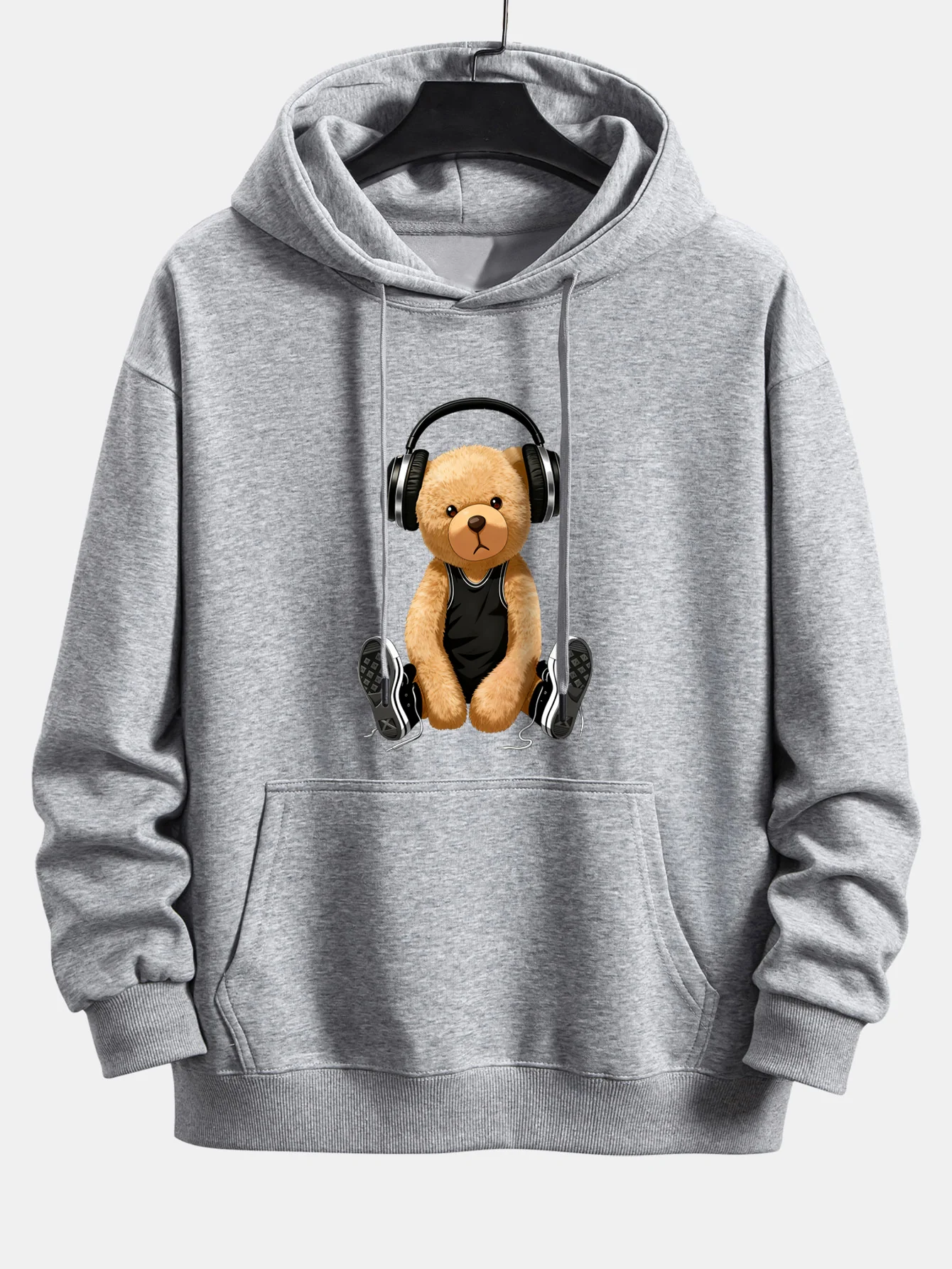 Headphone Teddy Bear Print Relax Fit Hoodie - Image 8
