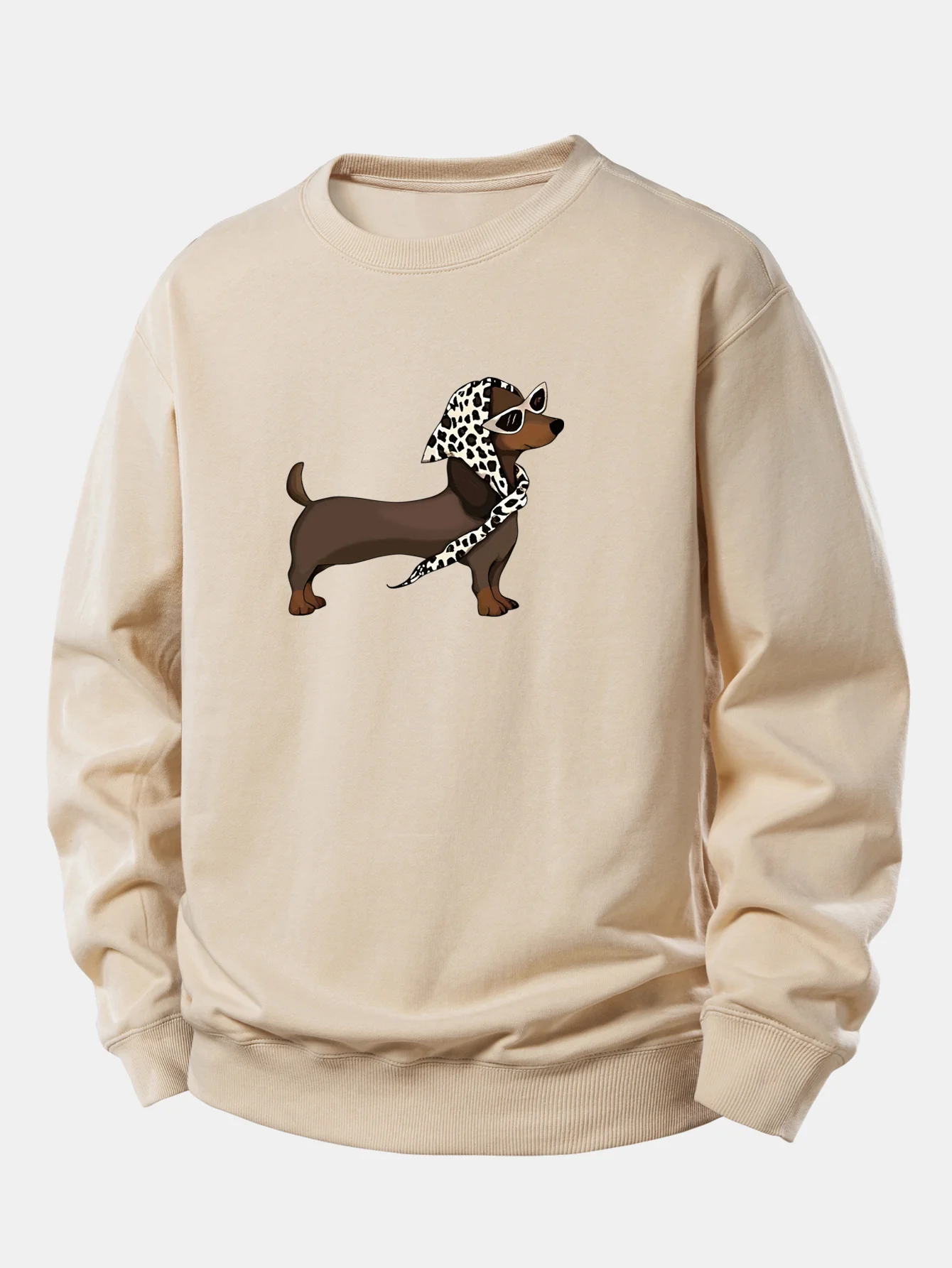 Headscarf Dachshund Print Relax Fit Sweatshirt - Image 3
