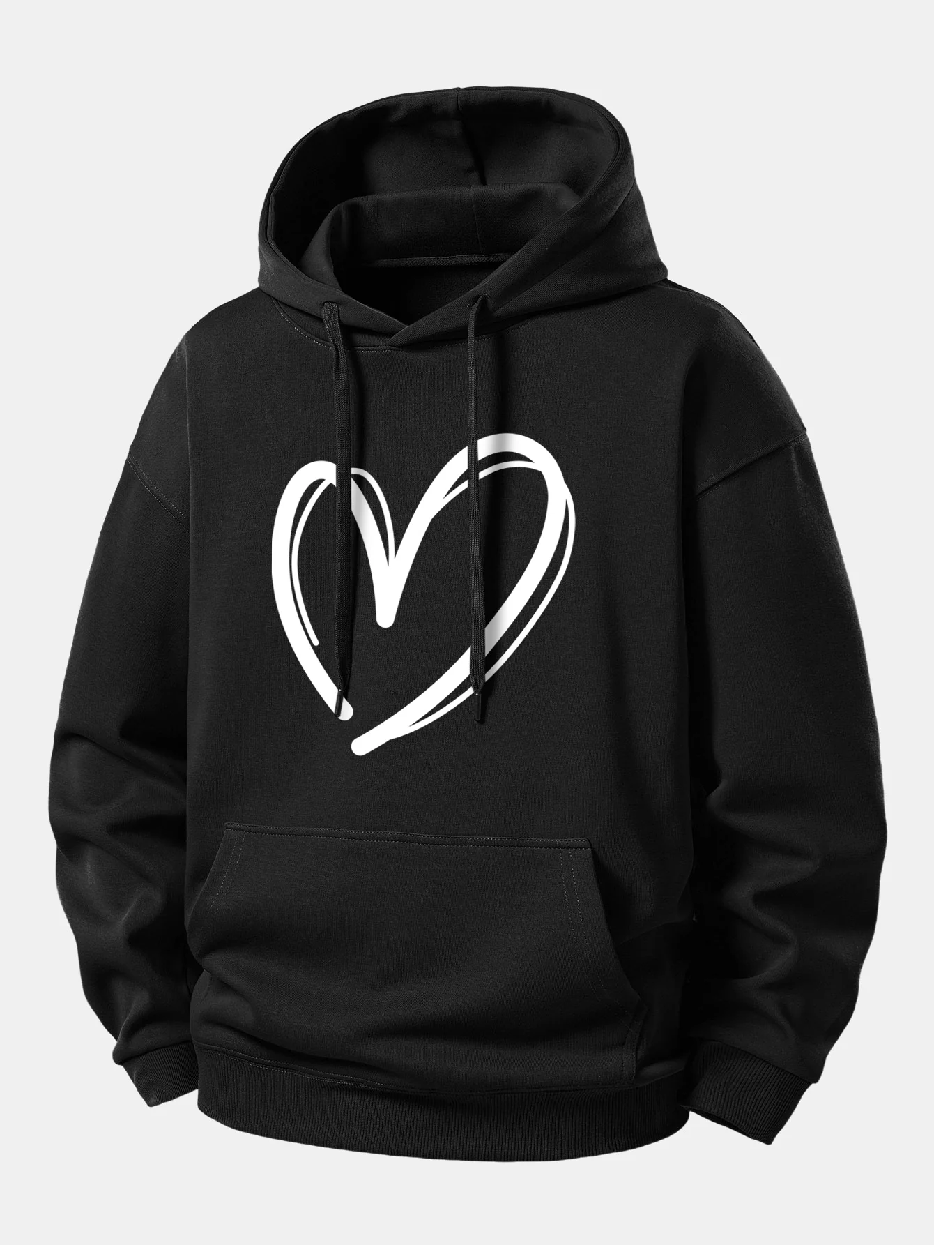 Heart Print Relax Fit Hoodie - Image 3