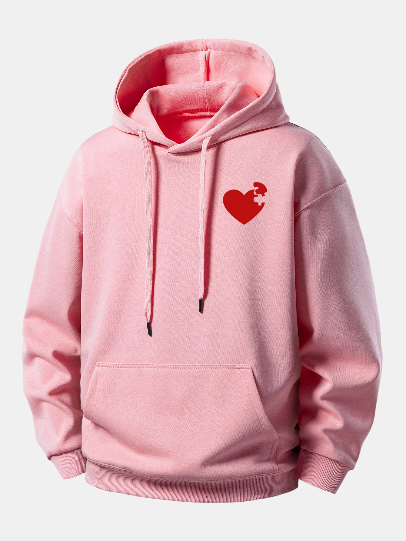 Heart Puzzle Print Relax Fit Hoodie - Image 2