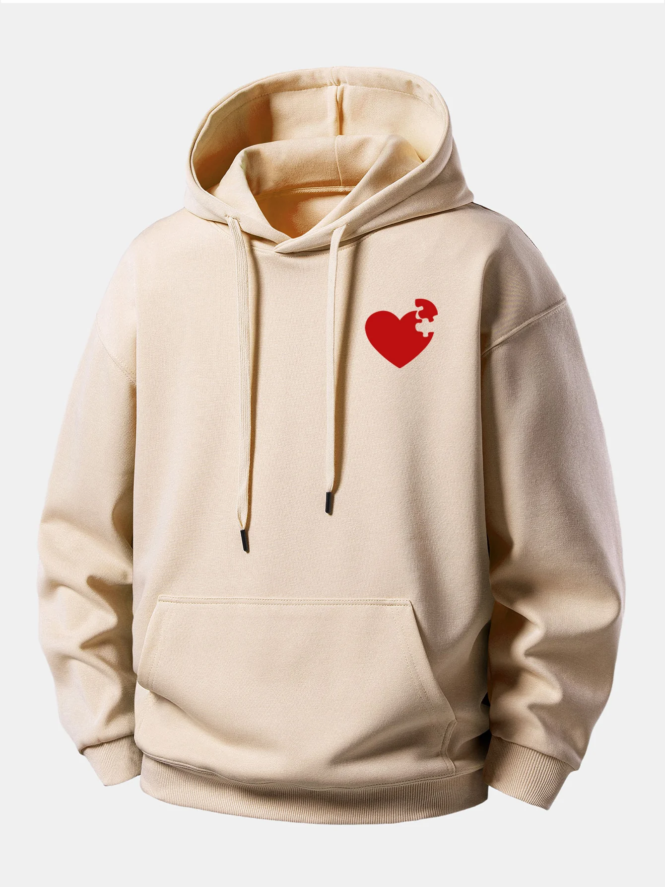 Heart Puzzle Print Relax Fit Hoodie - Image 3
