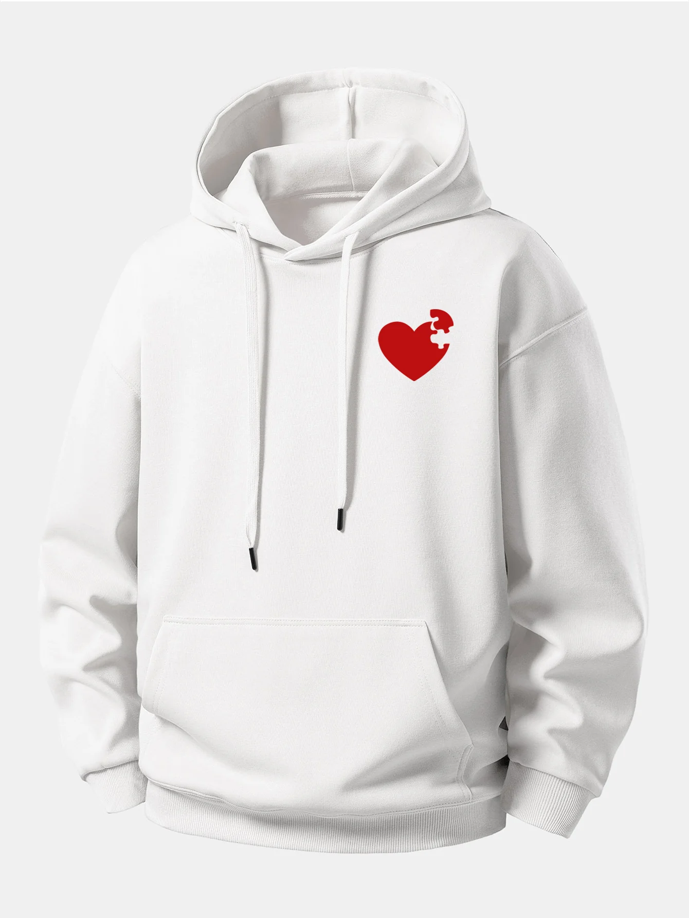 Heart Puzzle Print Relax Fit Hoodie - Image 4