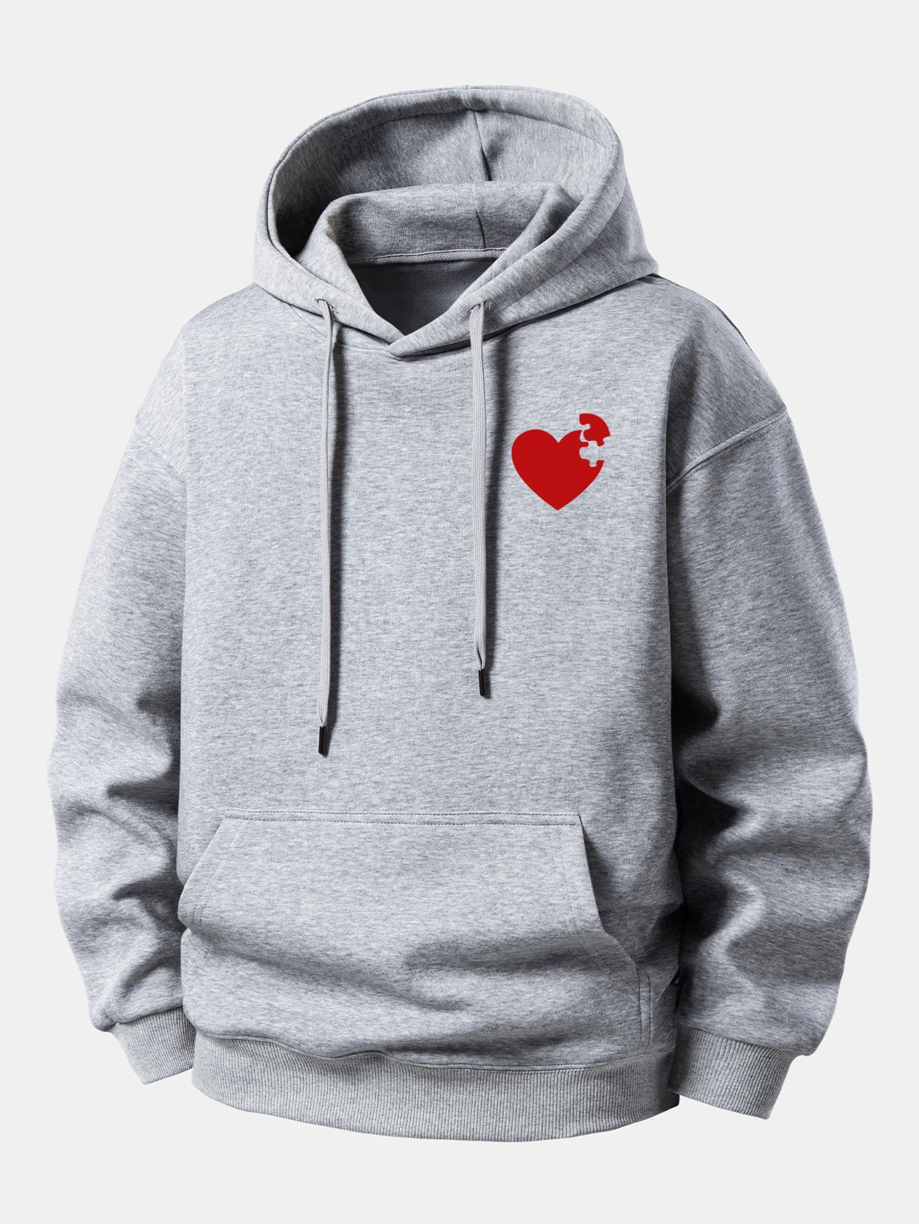 Heart Puzzle Print Relax Fit Hoodie - Image 5