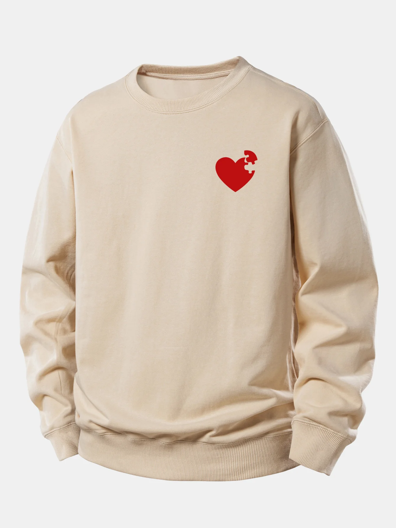 Heart Puzzle Print Relax Fit Sweatshirt - Image 3
