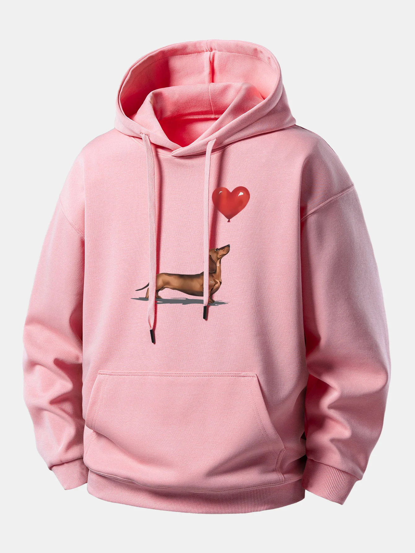 Heart-shaped Balloon Dachshund Print Relax Fit Hoodie