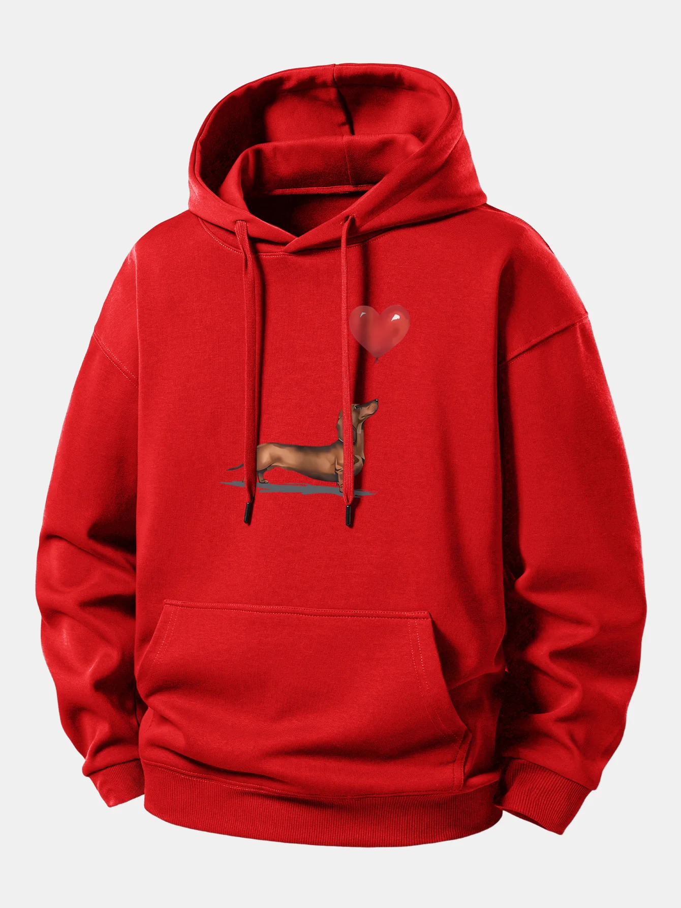 Heart-shaped Balloon Dachshund Print Relax Fit Hoodie - Image 11