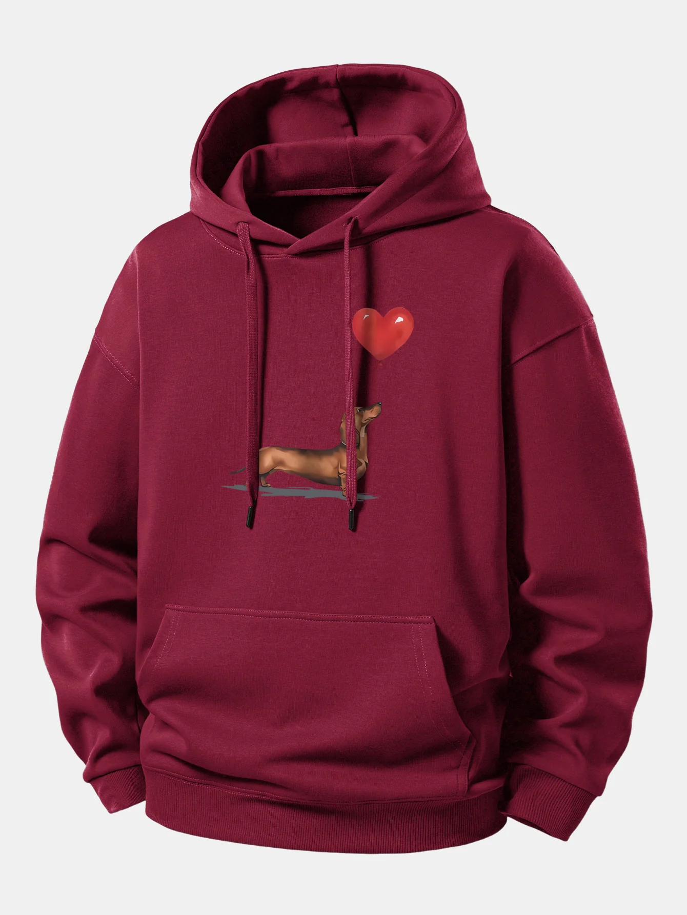 Heart-shaped Balloon Dachshund Print Relax Fit Hoodie - Image 6