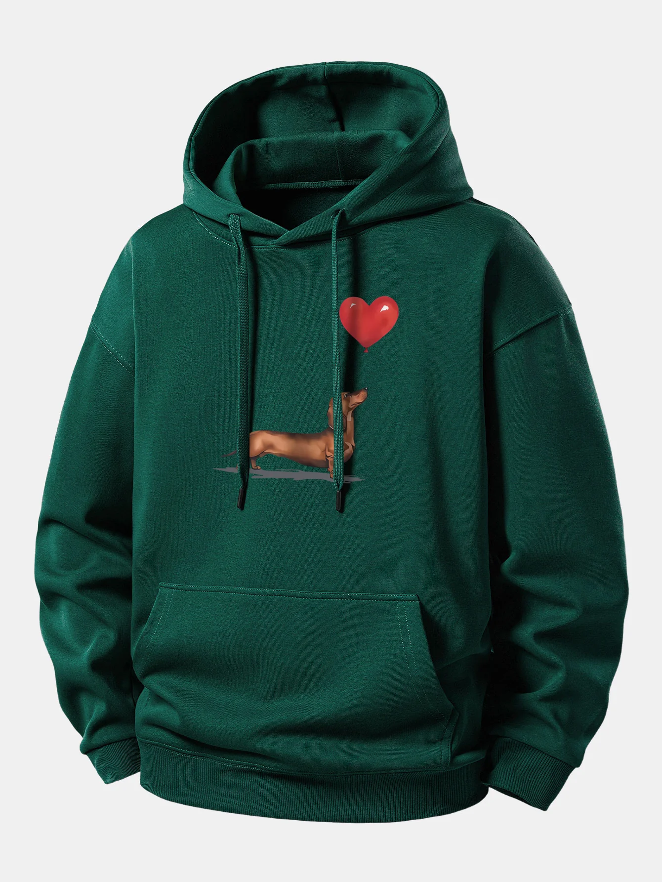 Heart-shaped Balloon Dachshund Print Relax Fit Hoodie - Image 7