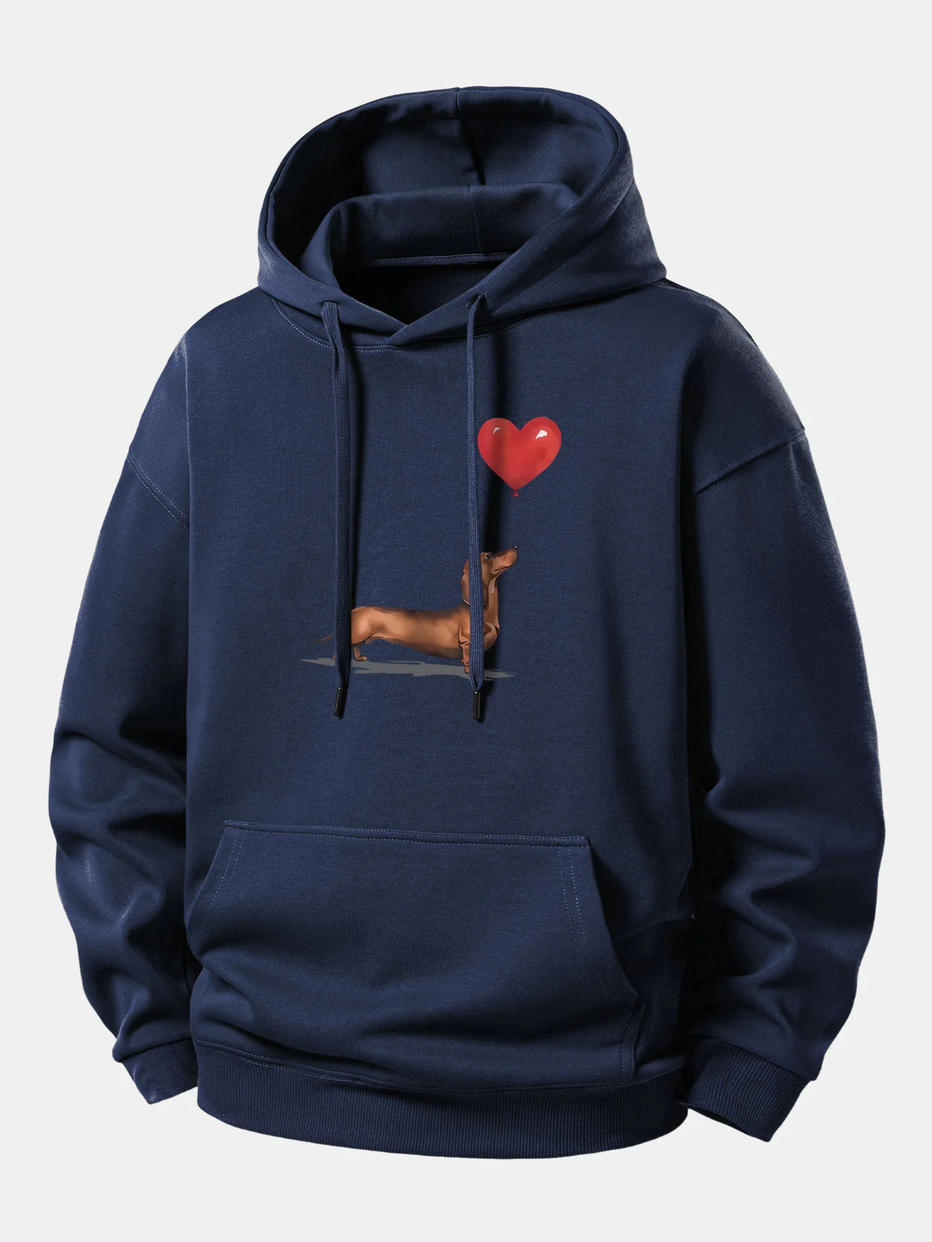 Heart-shaped Balloon Dachshund Print Relax Fit Hoodie - Image 9