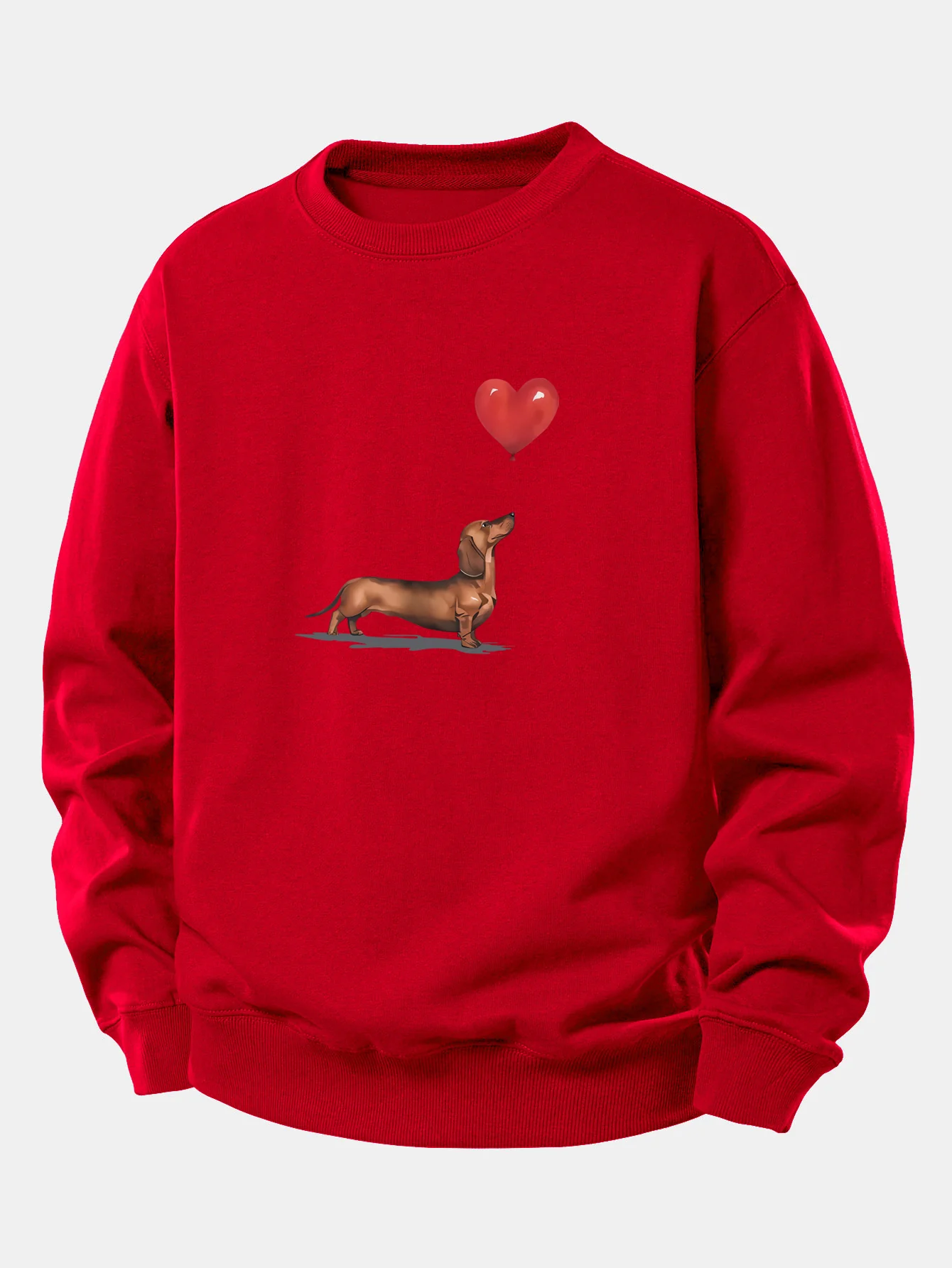 Heart-shaped Balloon Dachshund Print Relax Fit Sweatshirt - Image 10