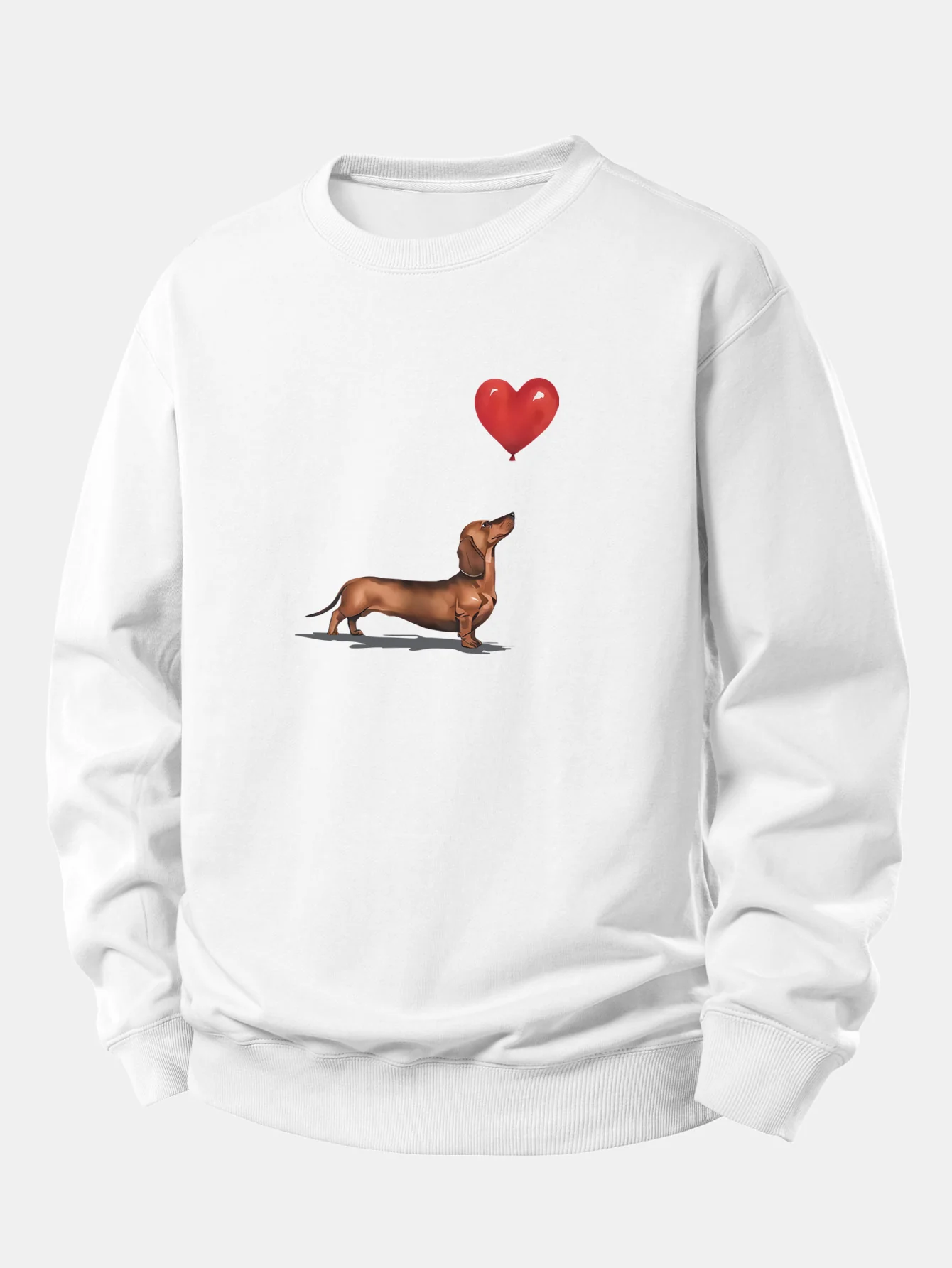 Heart-shaped Balloon Dachshund Print Relax Fit Sweatshirt - Image 2