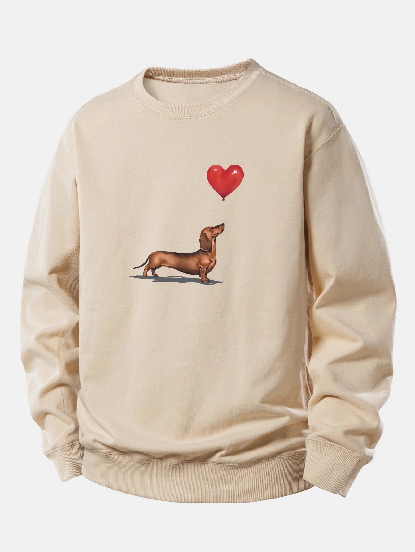 Heart-shaped Balloon Dachshund Print Relax Fit Sweatshirt - Image 3