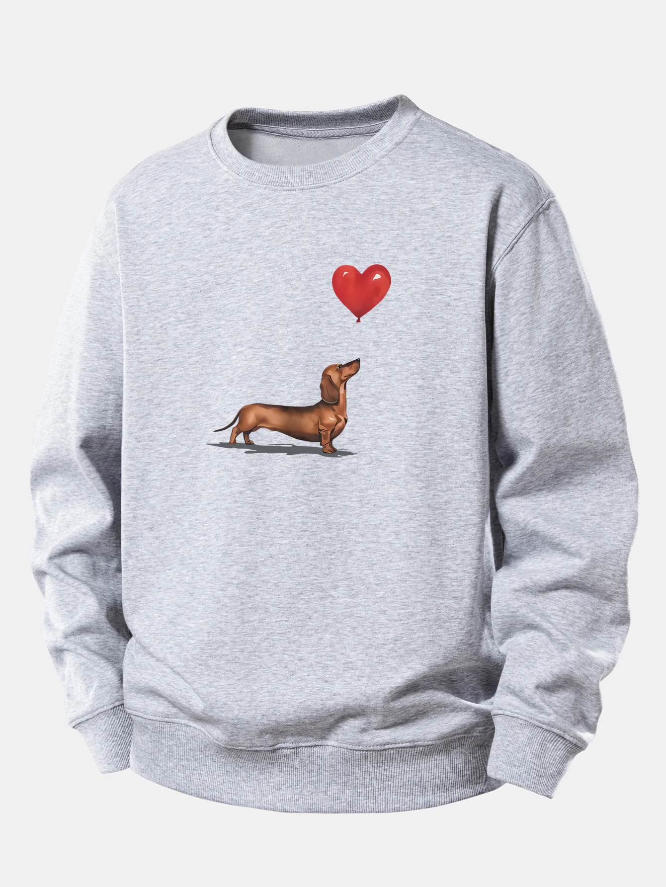 Heart-shaped Balloon Dachshund Print Relax Fit Sweatshirt - Image 4