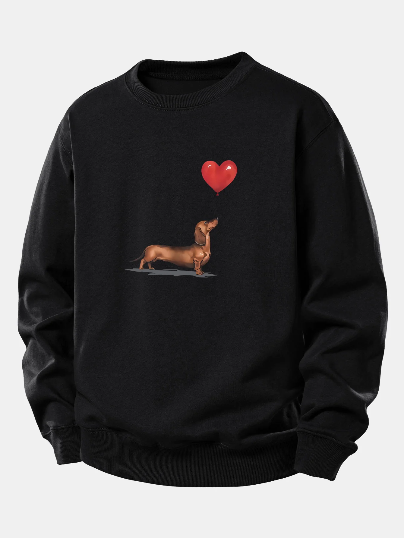Heart-shaped Balloon Dachshund Print Relax Fit Sweatshirt - Image 5