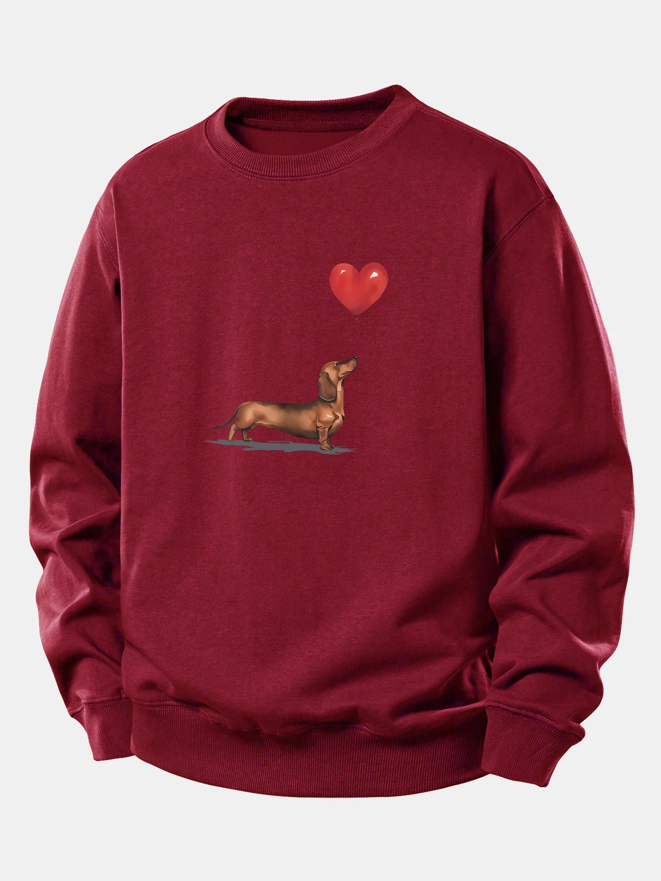 Heart-shaped Balloon Dachshund Print Relax Fit Sweatshirt - Image 7
