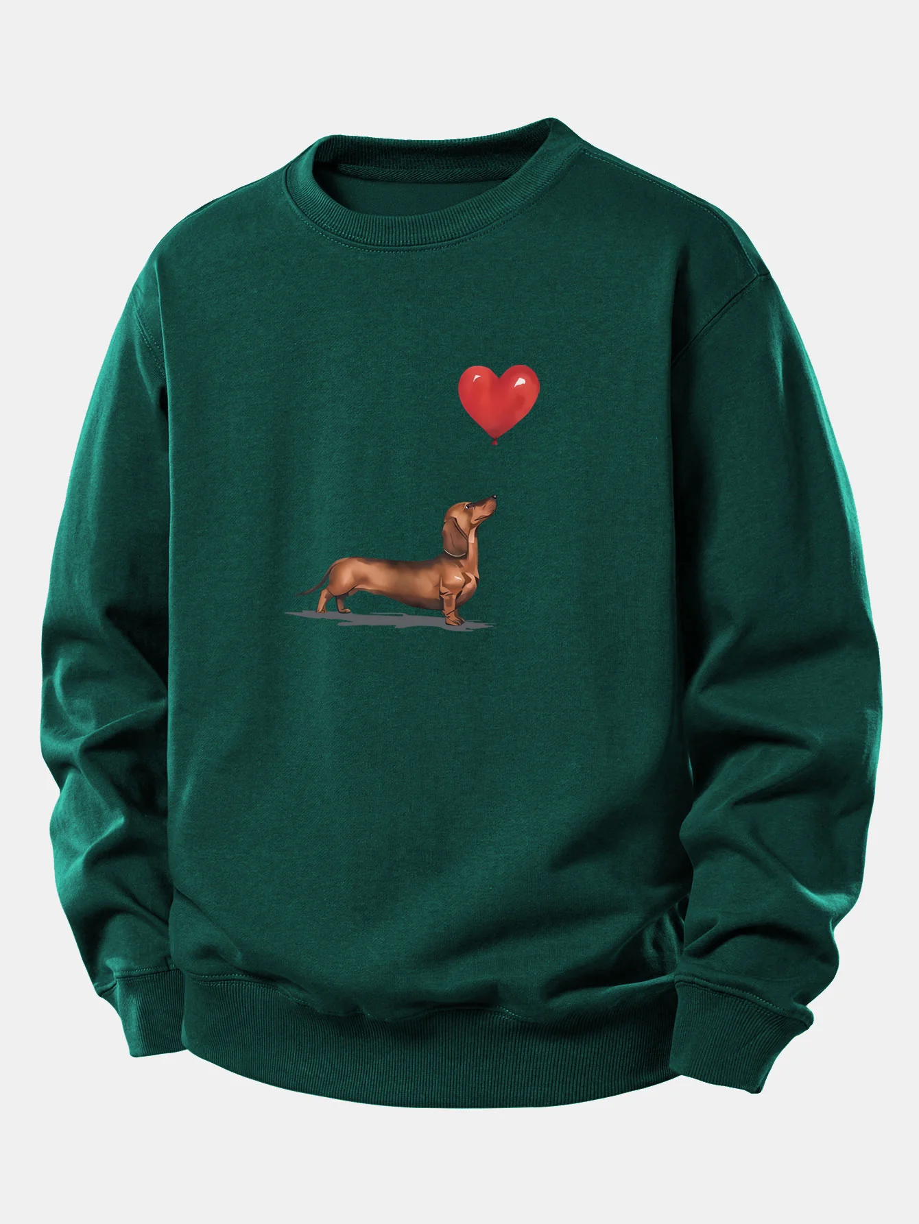 Heart-shaped Balloon Dachshund Print Relax Fit Sweatshirt - Image 9