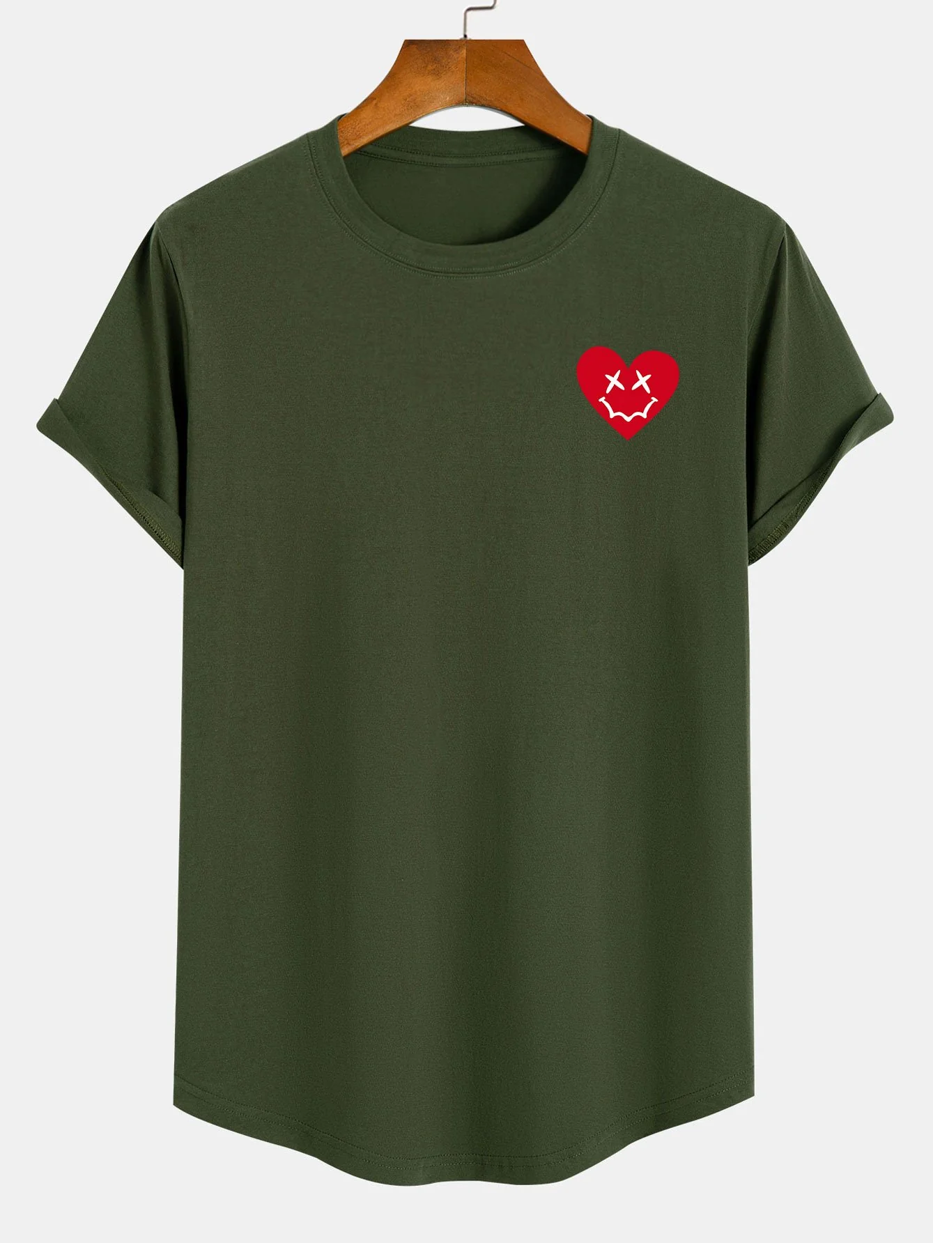 Herz Smiley Gesicht Druck Baumwolle Bogen Saum T-Shirt - Image 5