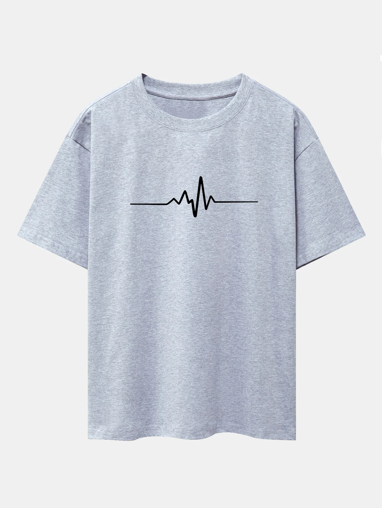 Heartbeat Flatline Print Drop Shoulder Oversize T-Shirt - Image 13