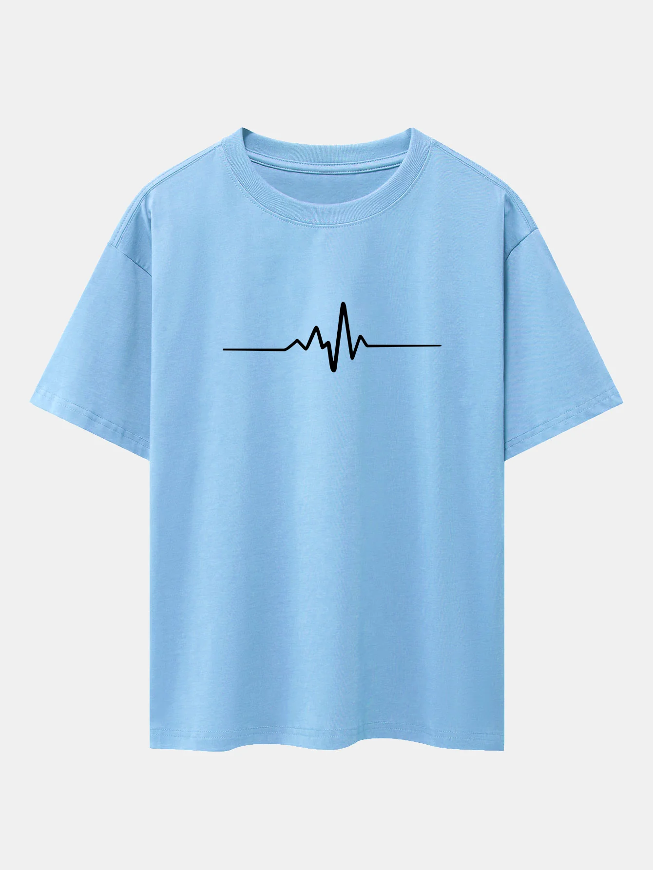 Heartbeat Flatline Print Drop Shoulder Oversize T-Shirt - Image 14