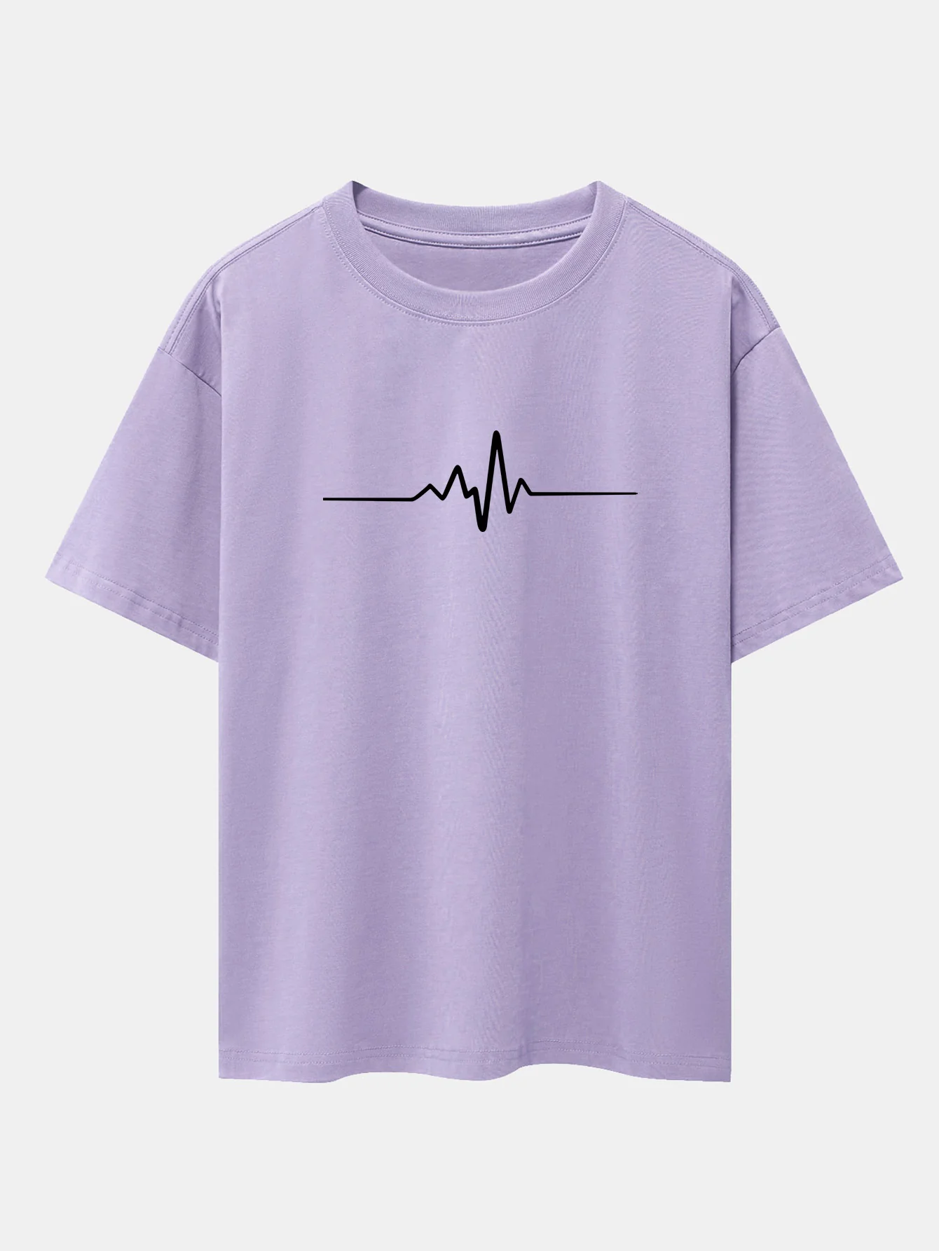Heartbeat Flatline Print Drop Shoulder Oversize T-Shirt - Image 15