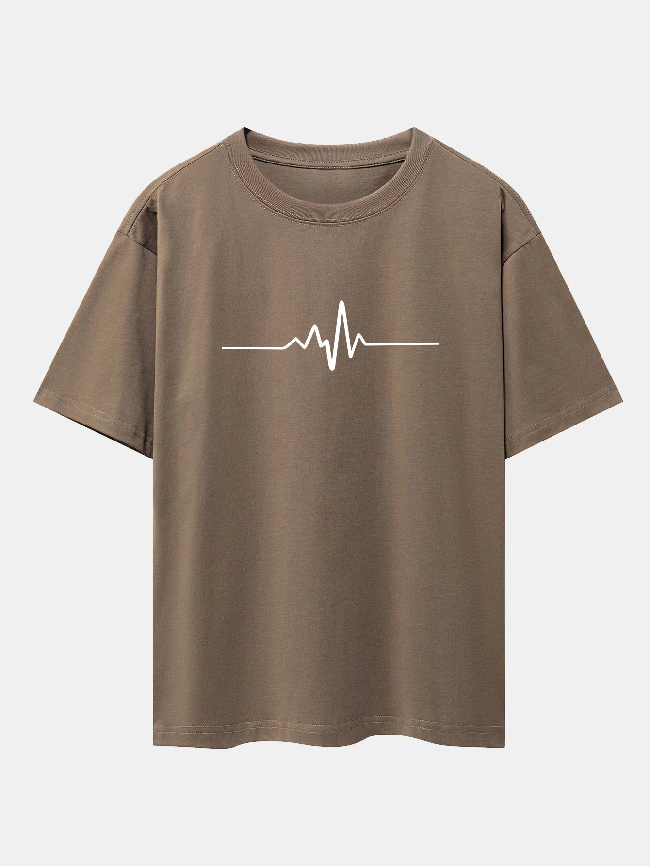Heartbeat Flatline Print Drop Shoulder Oversize T-Shirt - Image 5