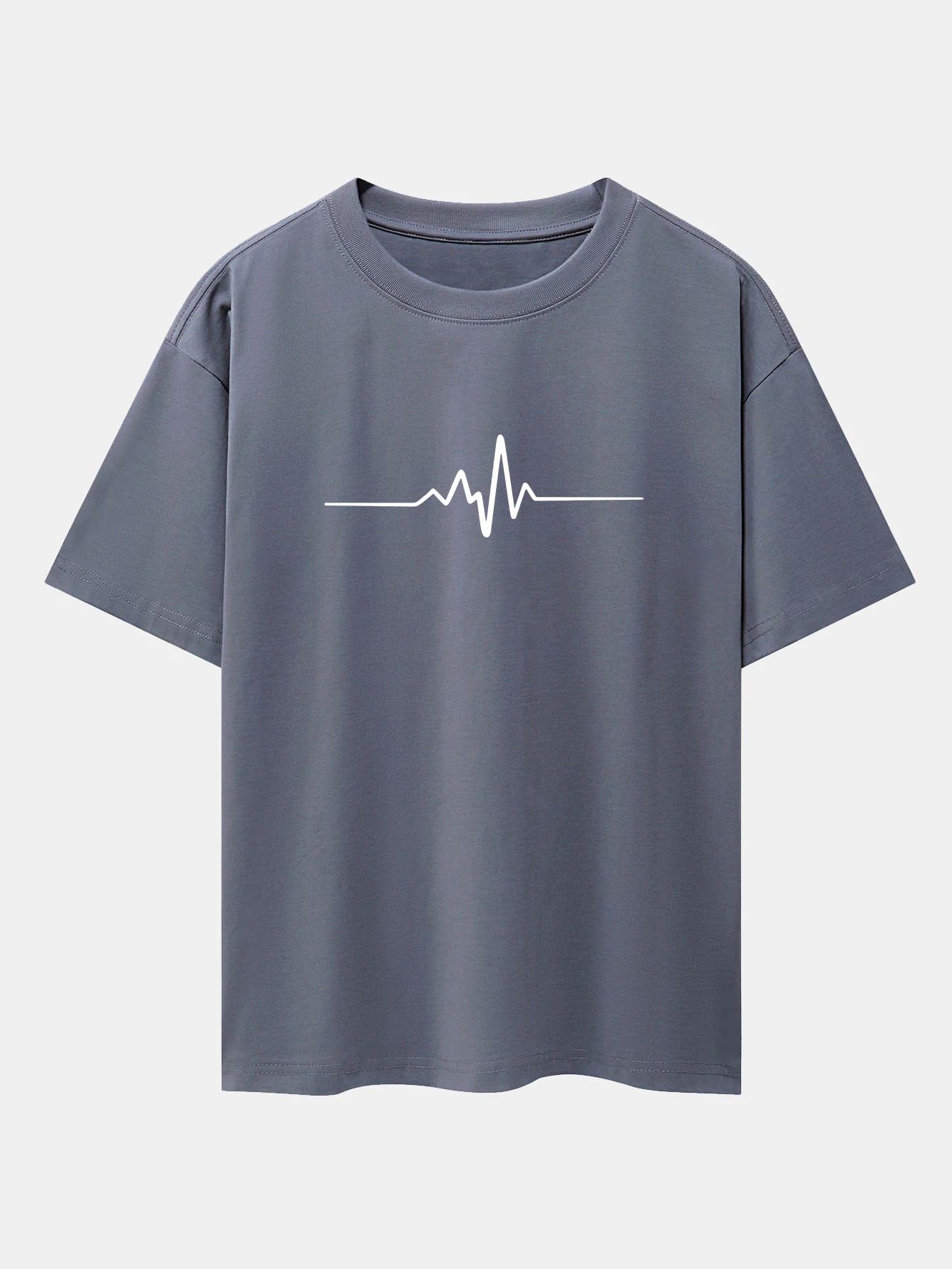 Heartbeat Flatline Print Drop Shoulder Oversize T-Shirt - Image 6