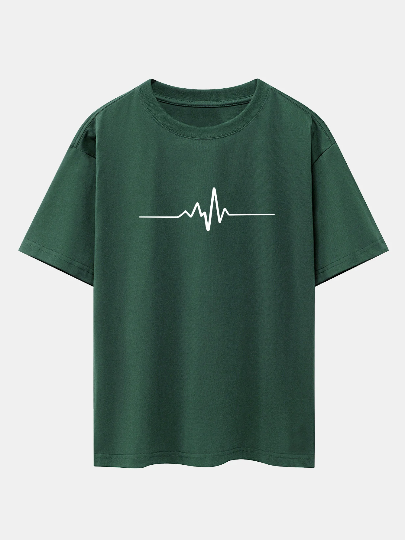 Heartbeat Flatline Print Drop Shoulder Oversize T-Shirt - Image 9