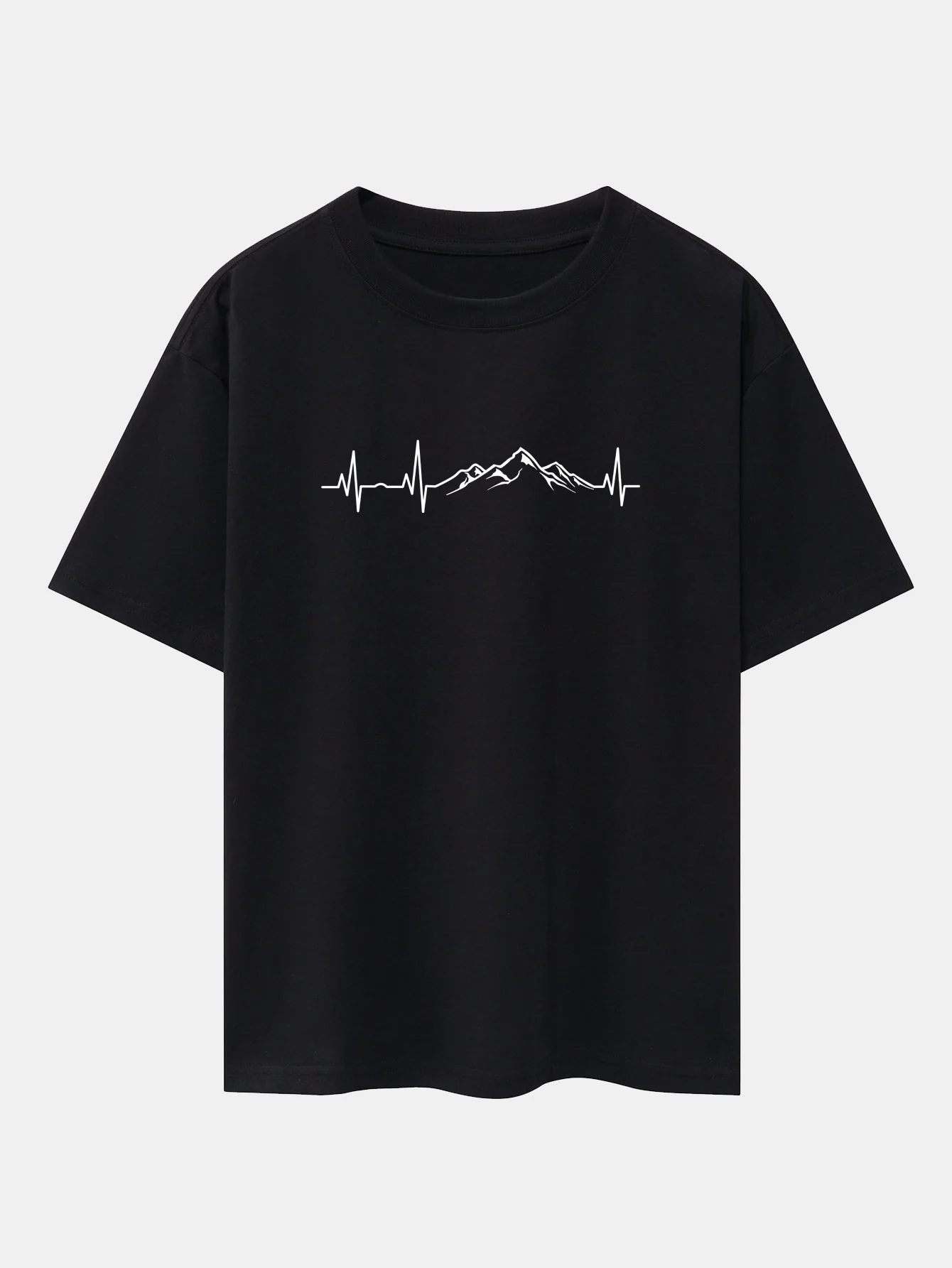 Heartbeat Mountain Print Oversize T-Shirt mit fallenden Schultern