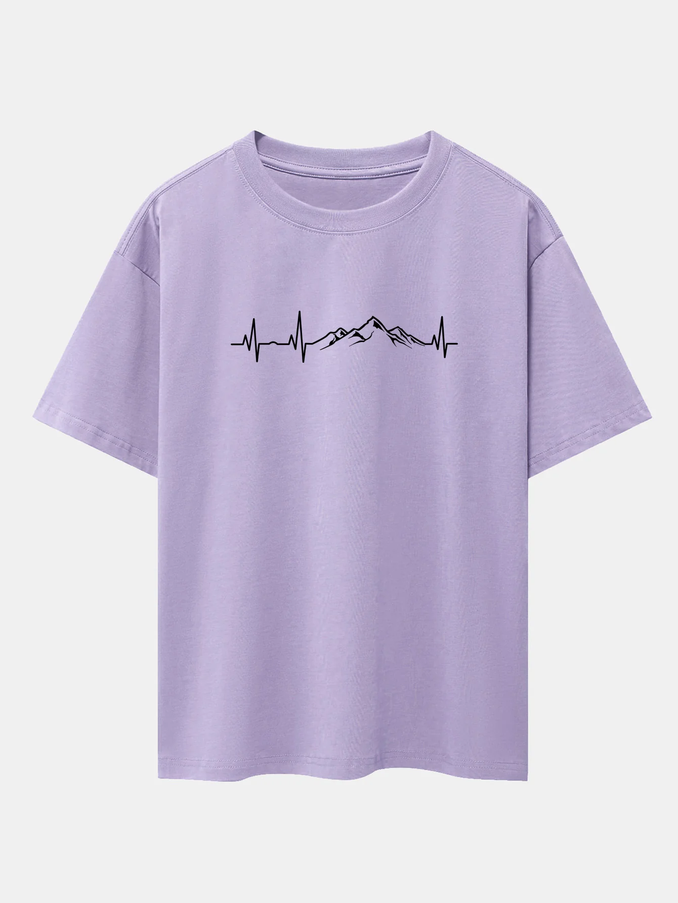 Heartbeat Mountain Print Oversize T-Shirt mit fallenden Schultern - Image 15
