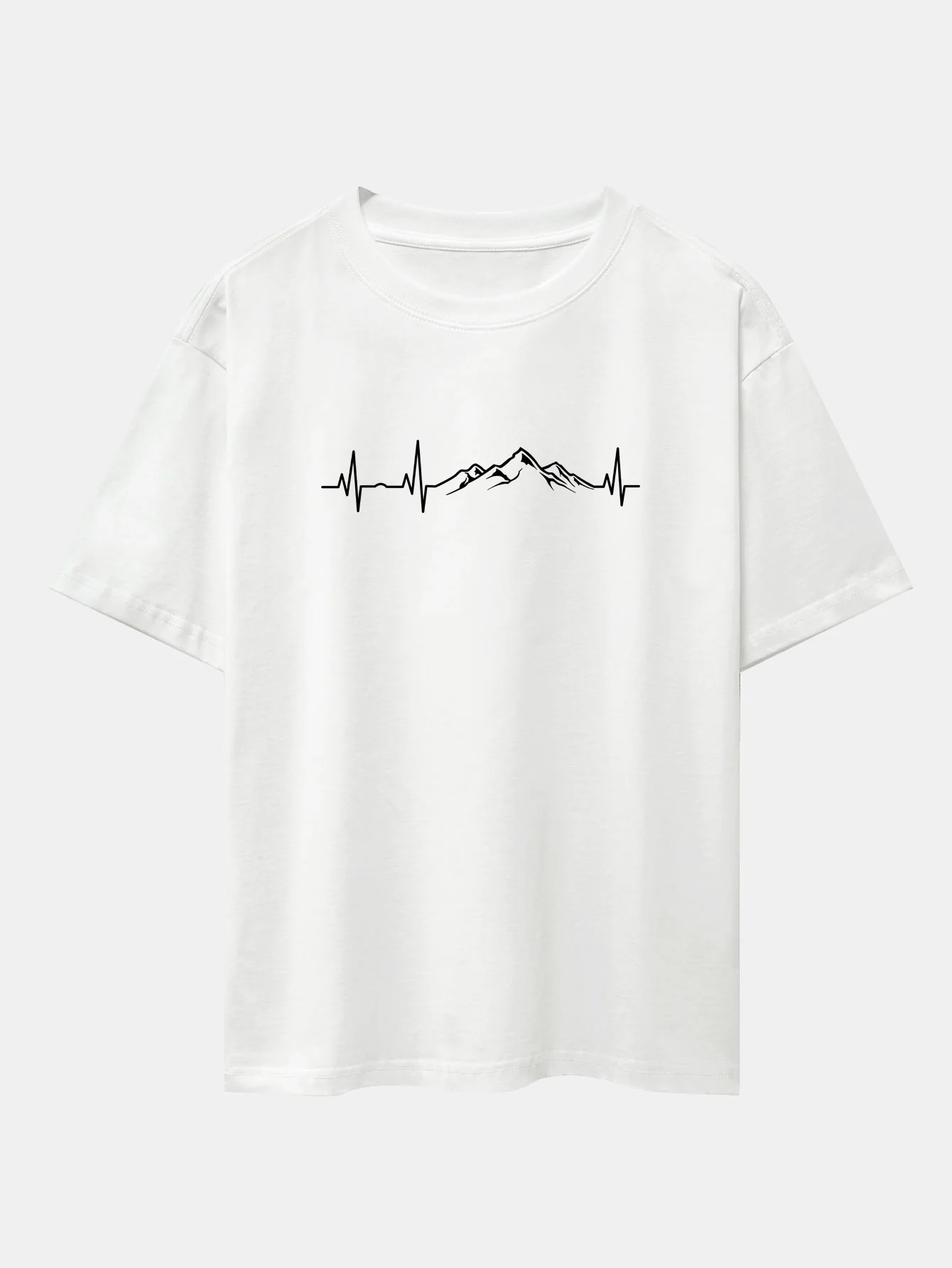 Heartbeat Mountain Print Oversize T-Shirt mit fallenden Schultern - Image 2