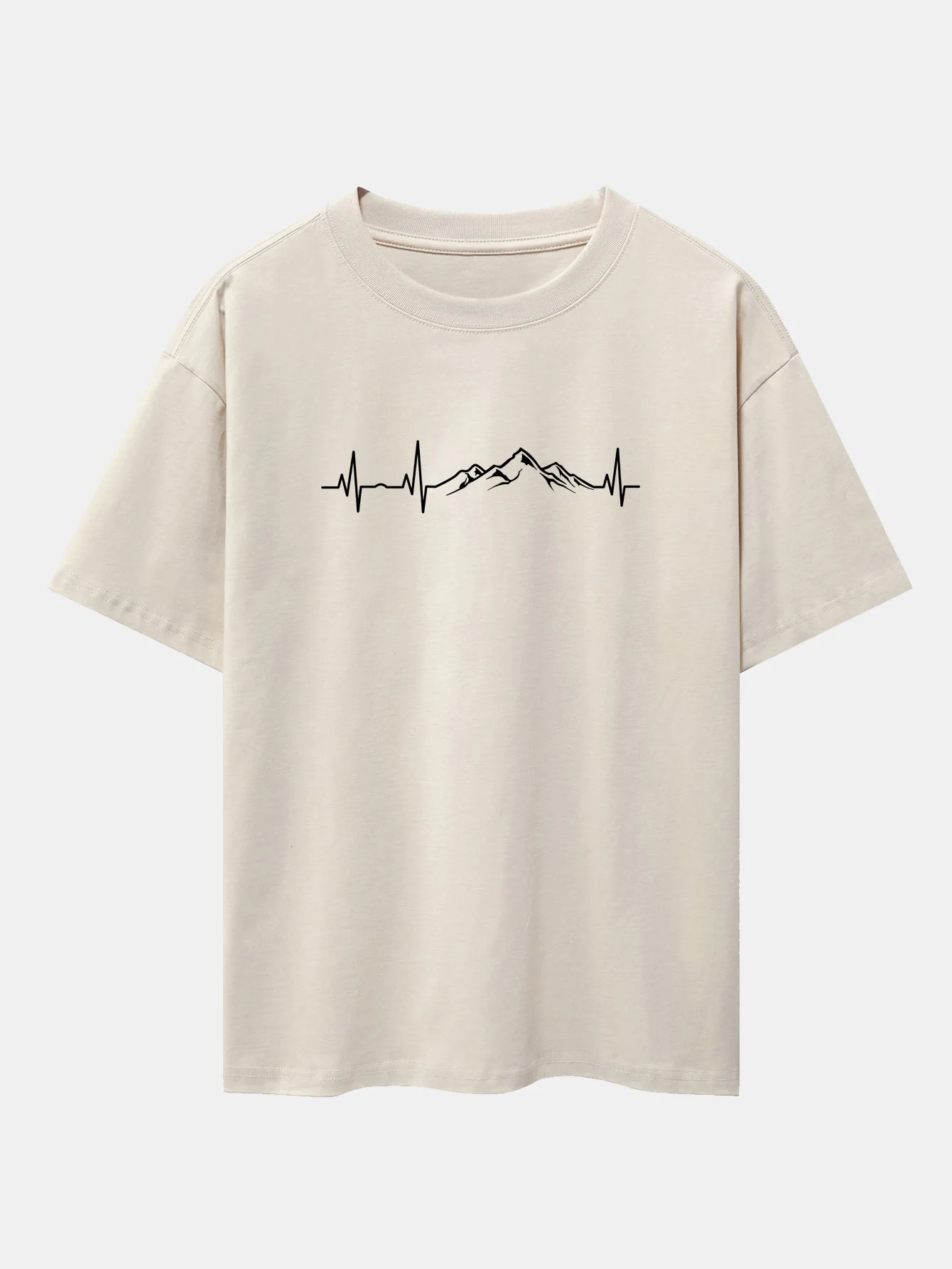 Heartbeat Mountain Print Oversize T-Shirt mit fallenden Schultern - Image 3