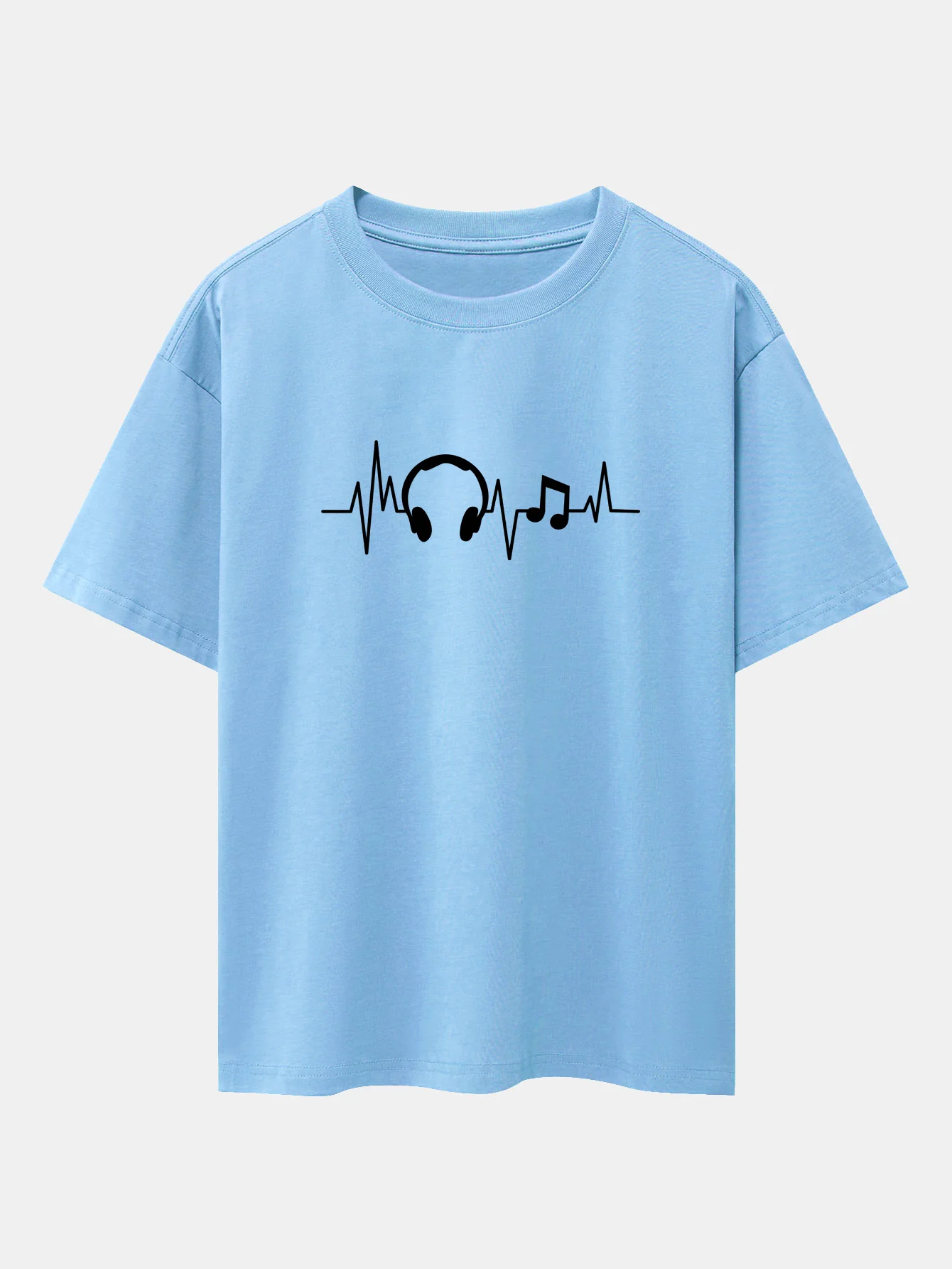 Heartbeat Music Print Drop-Shoulder Oversize T-Shirt - Image 14
